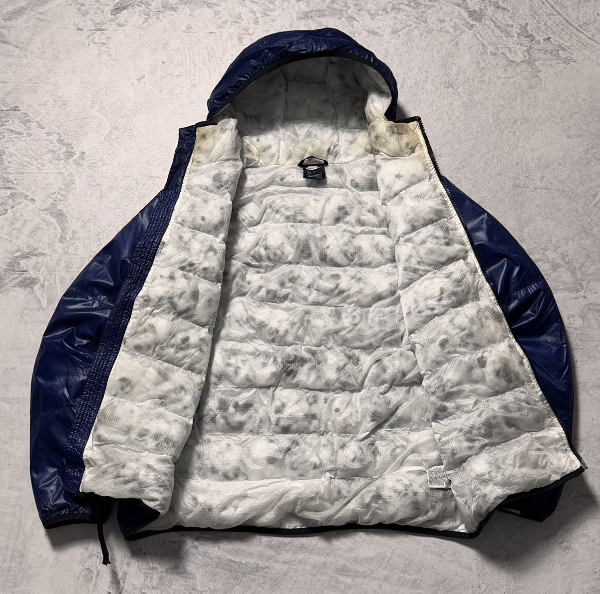 Nike × Vintage 00s Nike Phill Down Hooded Winter Down Jacket Drill Size US L / EU 52-54 / 3 - 5 Thumbnail