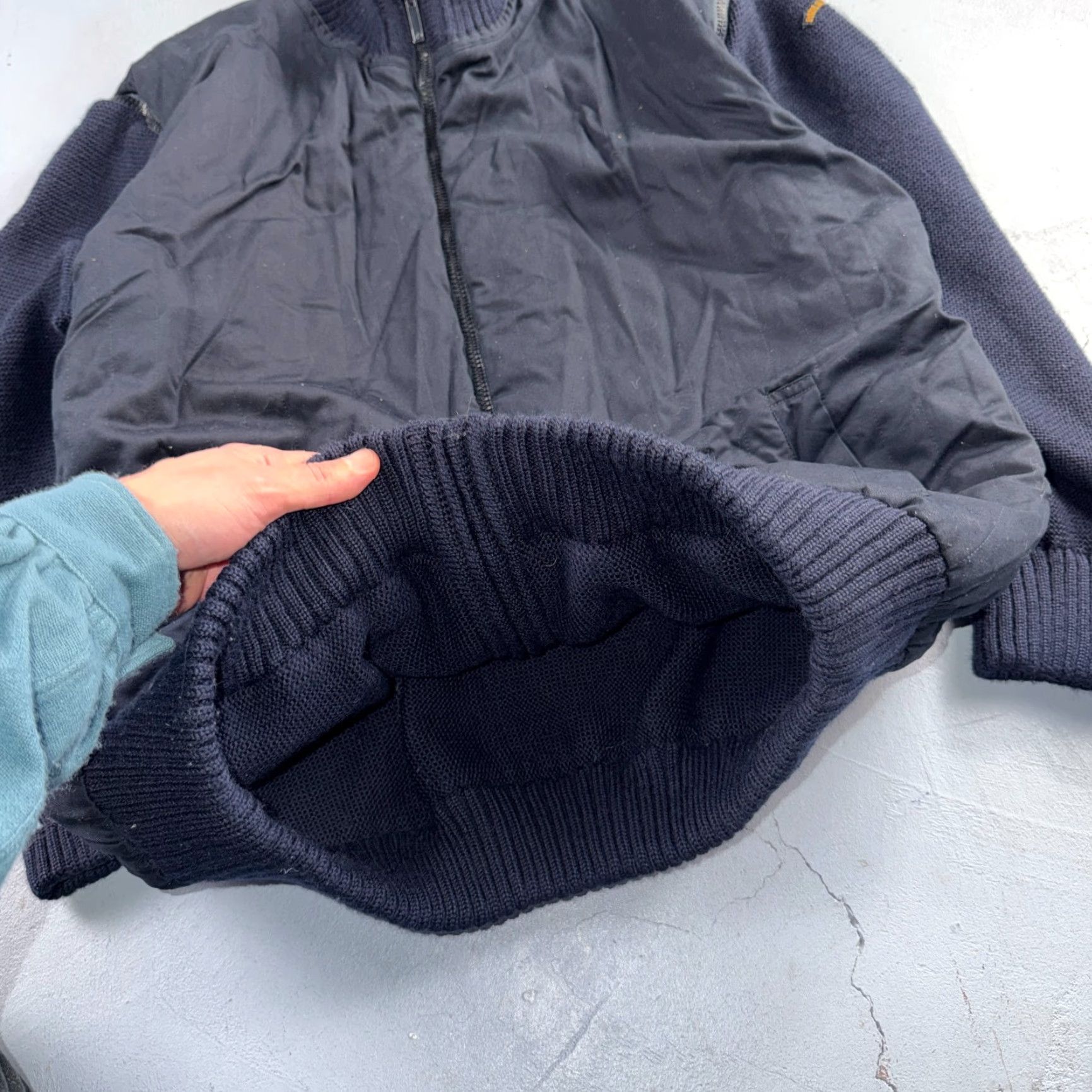 Paul & Shark VINTAGE Paul & Shark Yachting Jacket Wool Bomber Full Zip Removable Sleeves XL Blue Mens Italy Heavy Knit Wool Revesible/Bomber Style 90s Size US XL / EU 56 / 4 - 5 Thumbnail