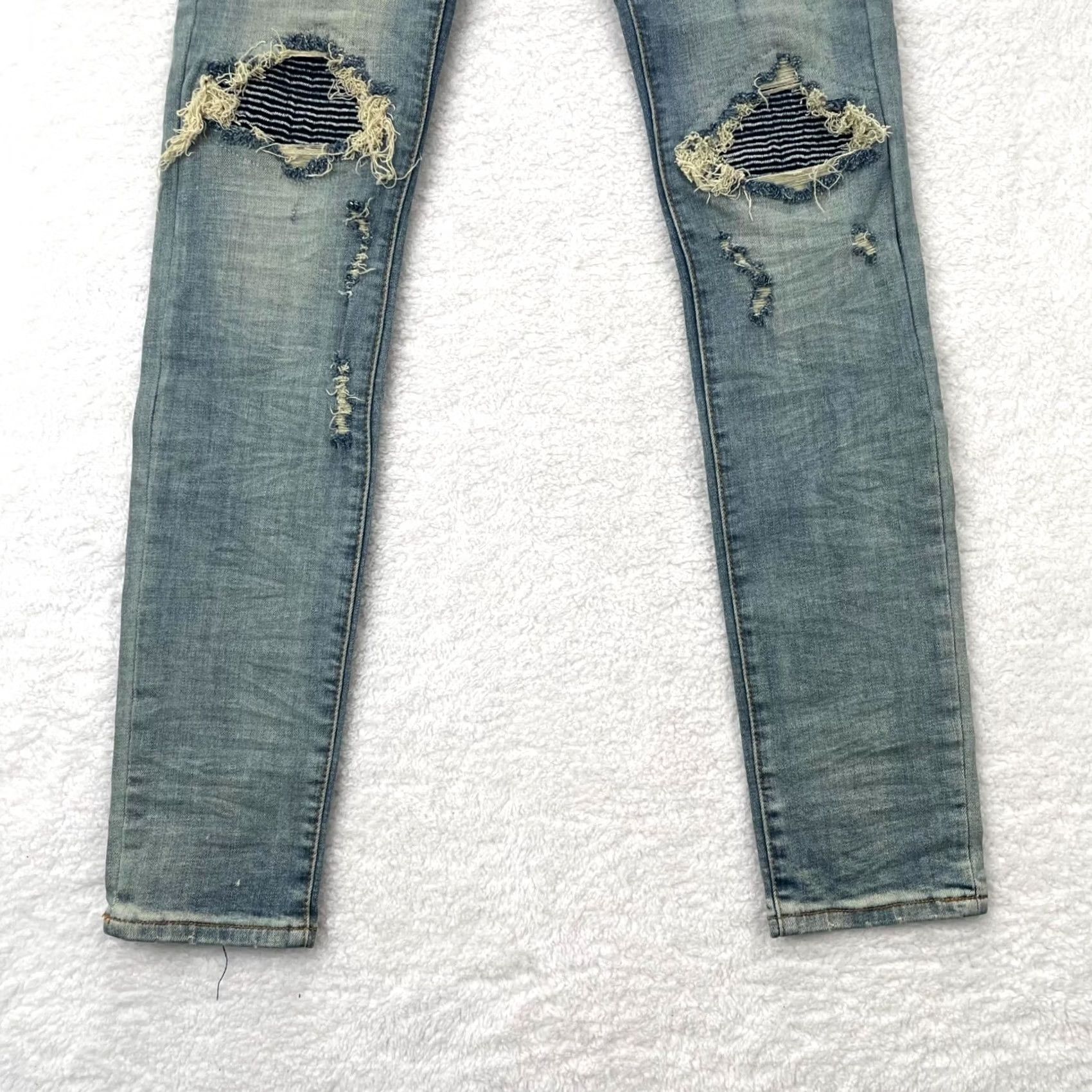 MNML MNML Jeans Womens 33 Blue Denim Cotton Stretch Distressed Skinny Leg Acid Wash Jeans Size 24" / US 00 / IT 34 - 2 Thumbnail