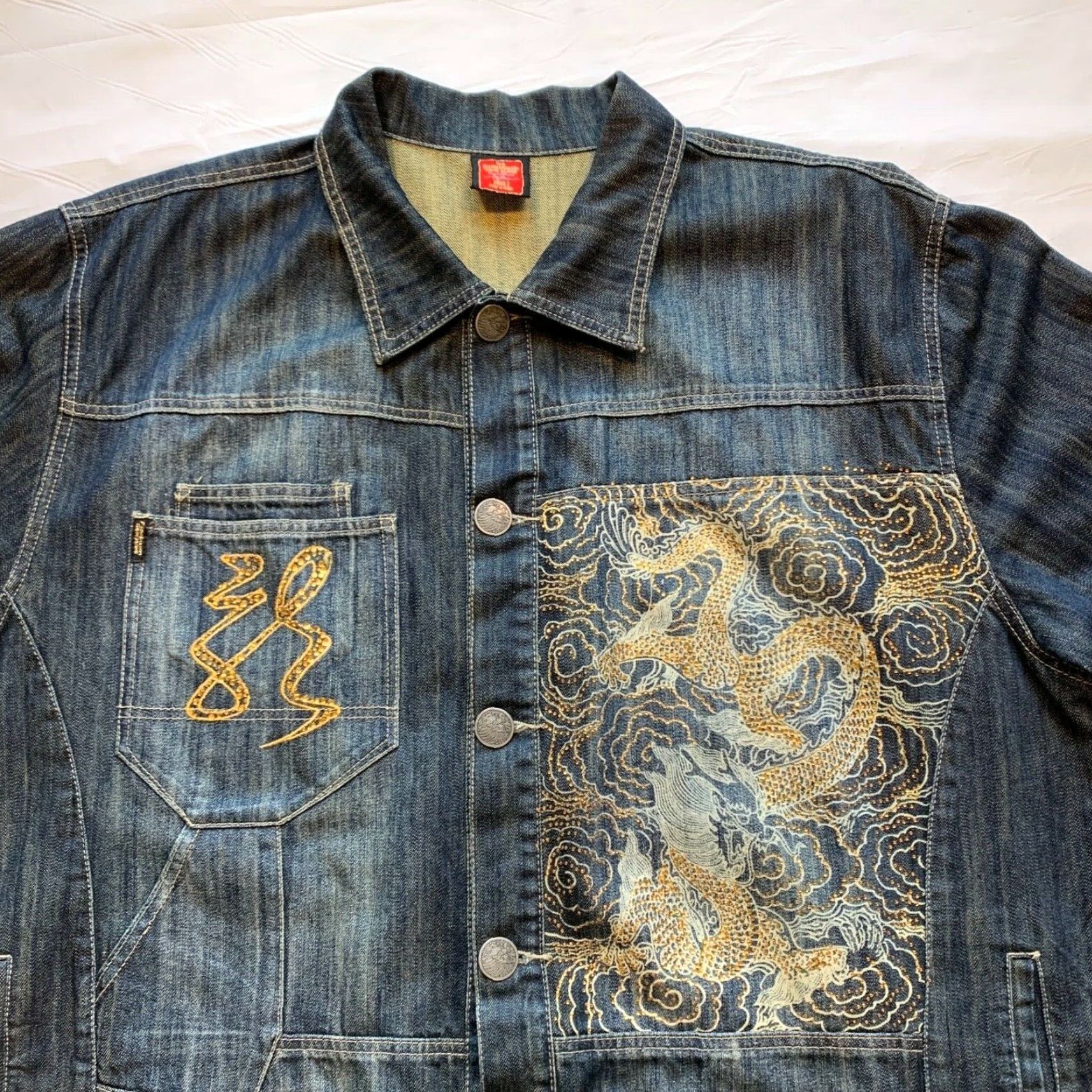 Denime VINTAGE Platinum Gear Jeans Denim Jacket Embellished Cowboy Western Ranchware 4XL NWOT Size US 39 - 3 Thumbnail