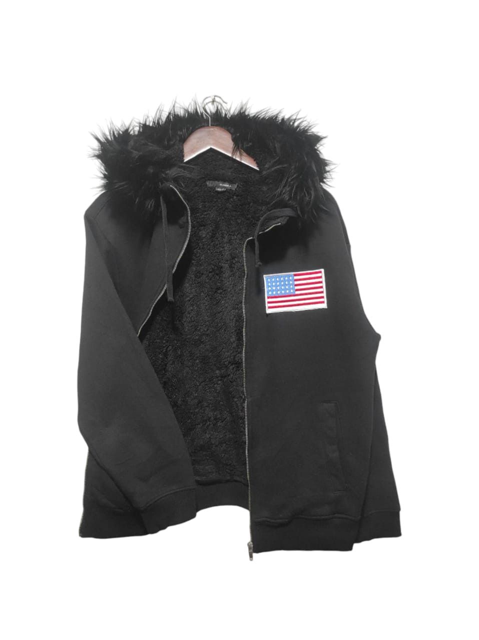 Pre-owned Hysteric Glamour X If Six Was Nine Clride. N Usa Flag Sherpa Zipper Fur Hoodie In Black