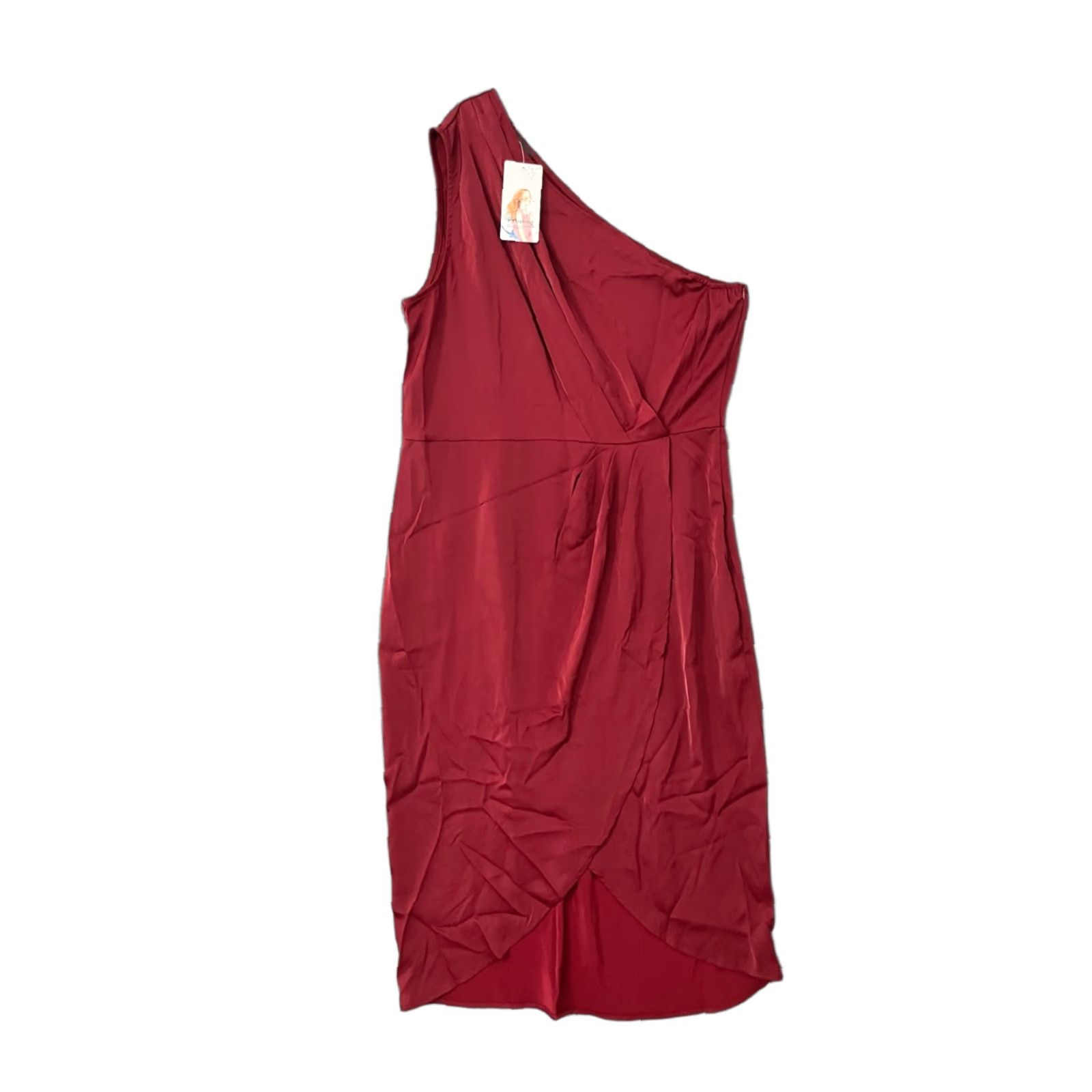 Vintage PrettyGarden Red One Shoulder Bodycon Midi Dress XL - Party Cocktail Sexy Stretch Women's Size XL / US 12-14 / IT 48-50 - 1 Thumbnail