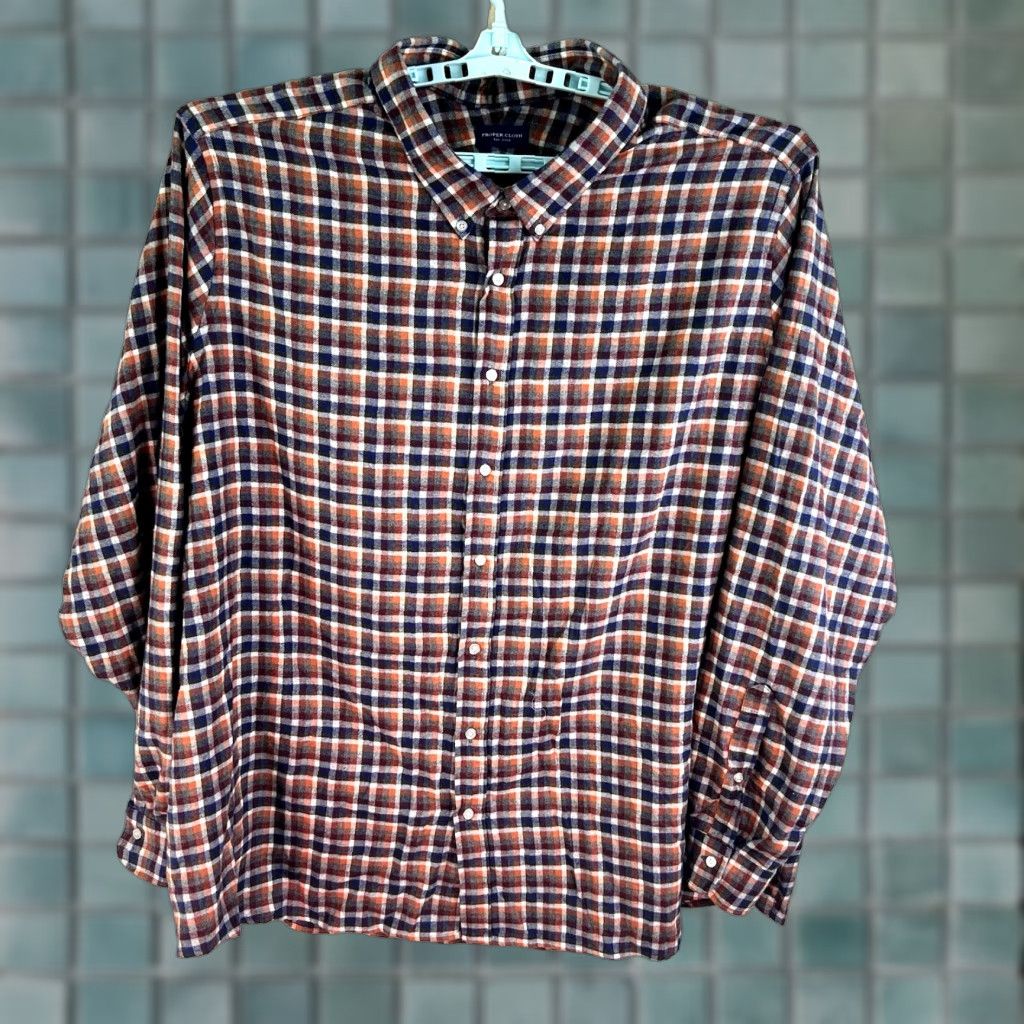 CLOT VINTAGE Cloth Plaid Flannel Button-Down Shirt Men's Size 4XL Cotton Casual Long Sleeve Size US XXL / EU 58 / 5 - 1 Thumbnail