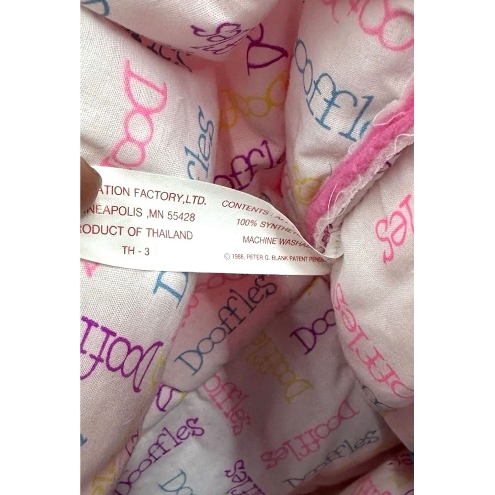 Vintage VINTAGE Dooffles Bag Plush Pink Tote Imagination Factory 1988 Novelty Pink Dooffles Bag Plush Tote Womens Mens Girls Boys Size ONE SIZE - 5 Thumbnail