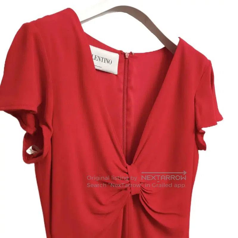 Valentino Valentino Red Silk Short Sleeve Dress . Size L / US 10 / IT 46 - 3 Thumbnail