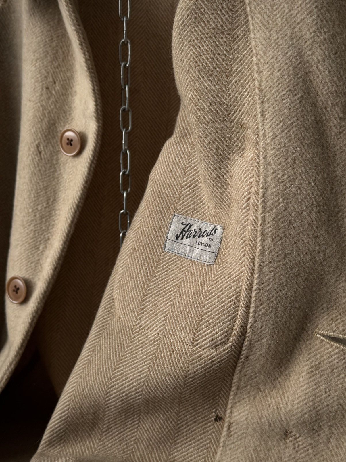 Harrods Vintage 1950s England 'Harrods' HBT Tweed Thrashed Coat Size US M / EU 48-50 / 2 - 5 Thumbnail