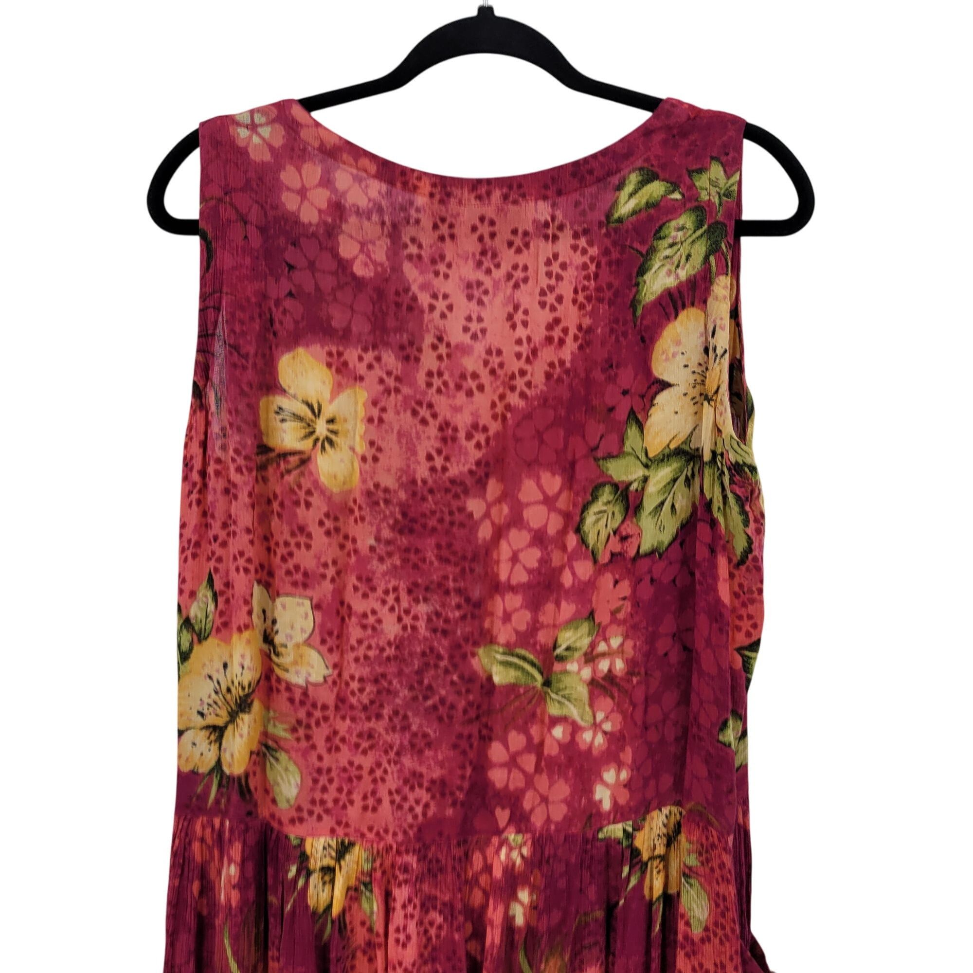 Vintage Vtg BILA Womens Pink Floral Crinkle Drop Waist Maxi Dress Sz Size L / US 10 / IT 46 - 8 Thumbnail