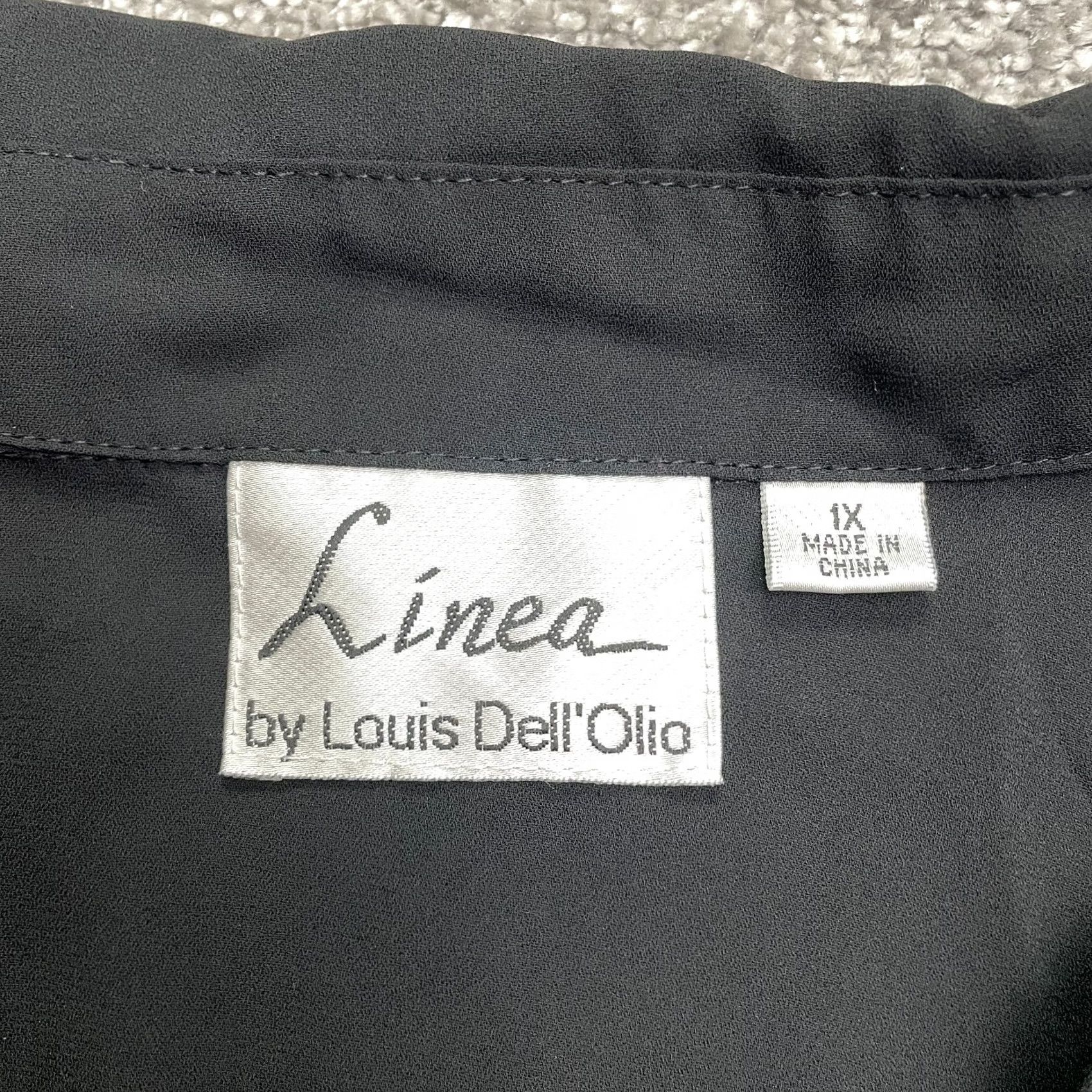 Vintage Linea by Louis Dell'Olio Blouse Shirt Womens 1X Black Button Down Long Sleeve Tunic Solid Polyester Classic Vintage No Size XL / US 12-14 / IT 48-50 - 4 Thumbnail