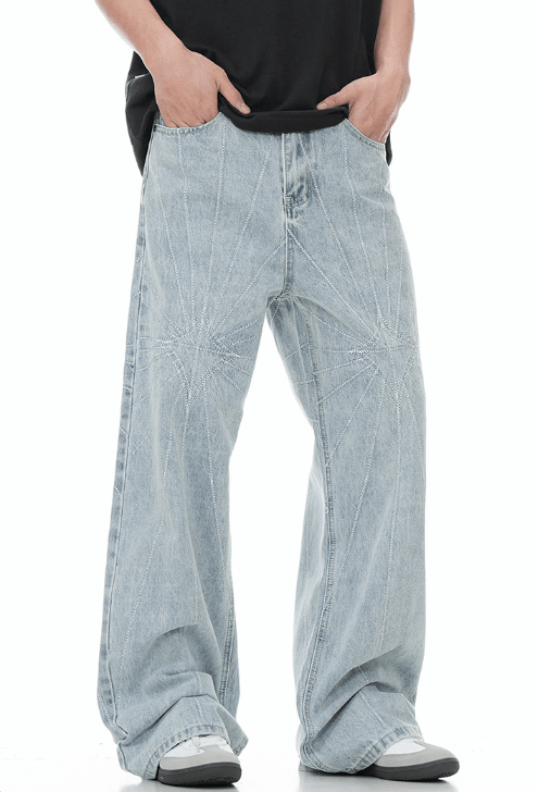 Japanese Brand × Jean American high street spider web embroidered jeans for men Size US 32 / EU 48 - 2 Thumbnail