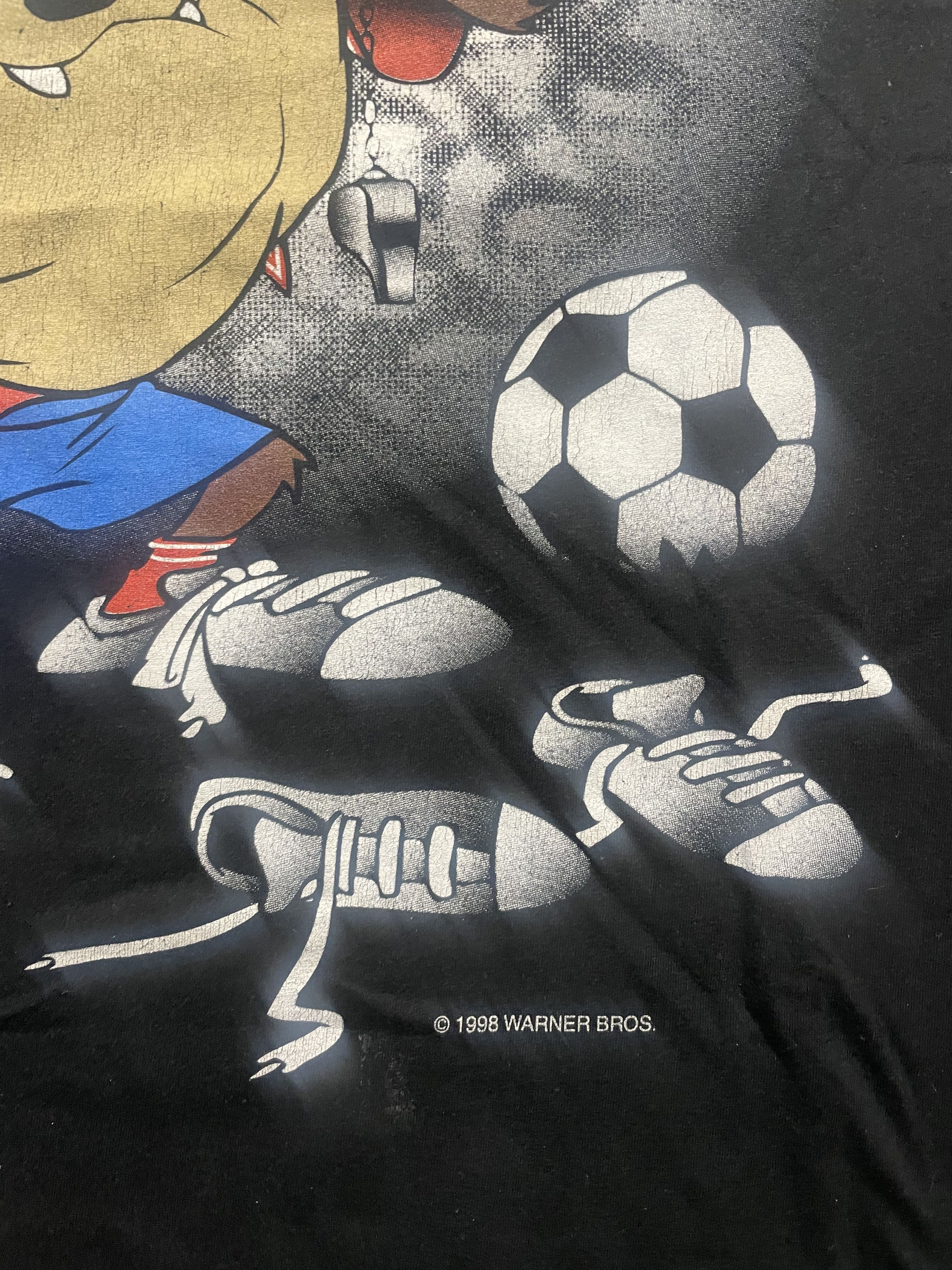 Warner Bros 1998 Taz “TAZ 1 REF O” Vintage Soccer Graphic Tee Size US L / EU 52-54 / 3 - 4 Thumbnail
