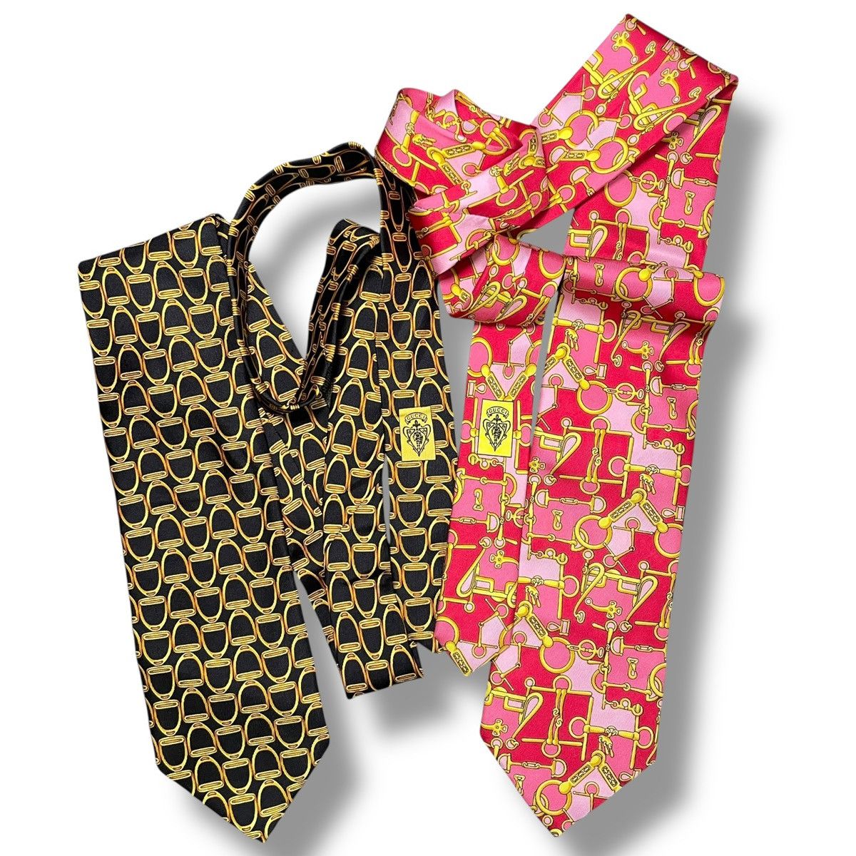 Gucci SET OF 2 - Gucci Tom Ford Era Locking Chains Silk Neckties Size ONE SIZE - 1 Thumbnail
