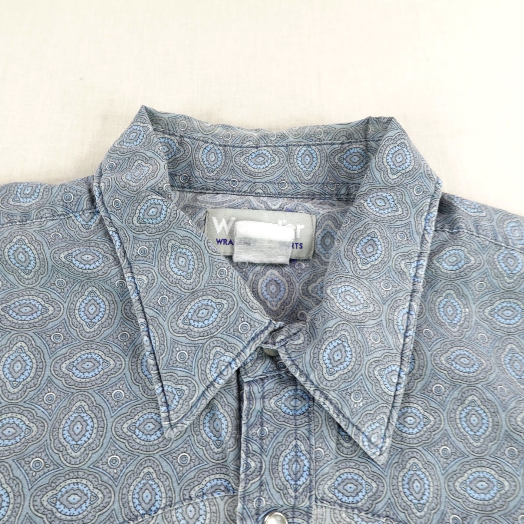 Wrangler Wrangler Wrancher Shirt Mens Large Blue Western Pearl Snap Paisley Rodeo Cowboy Size US L / EU 52-54 / 3 - 2 Thumbnail