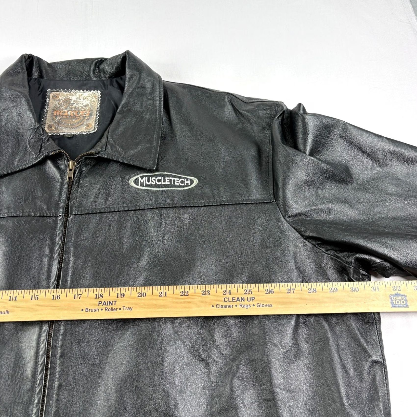 Vintage VINTAGE Saxon Leather Jacket Mens 3XL Black Full Zip Motorcycle Embroidered Jacket Size US XXL / EU 58 / 5 - 5 Thumbnail