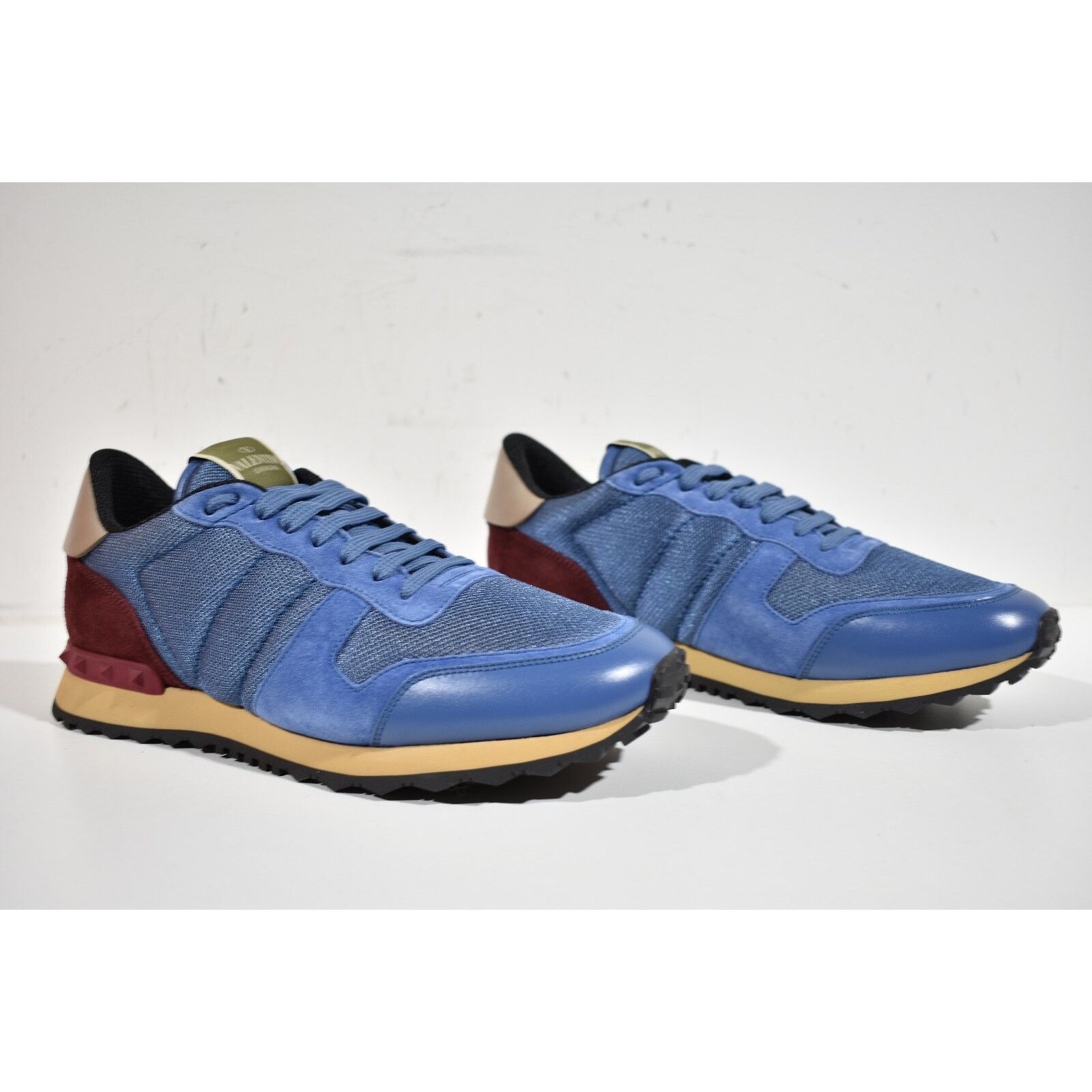 Valentino Valentino Rockstud Men Burgundy Blue Rockrunner Low Top Size US 9.5 / EU 42-43 - 3 Thumbnail