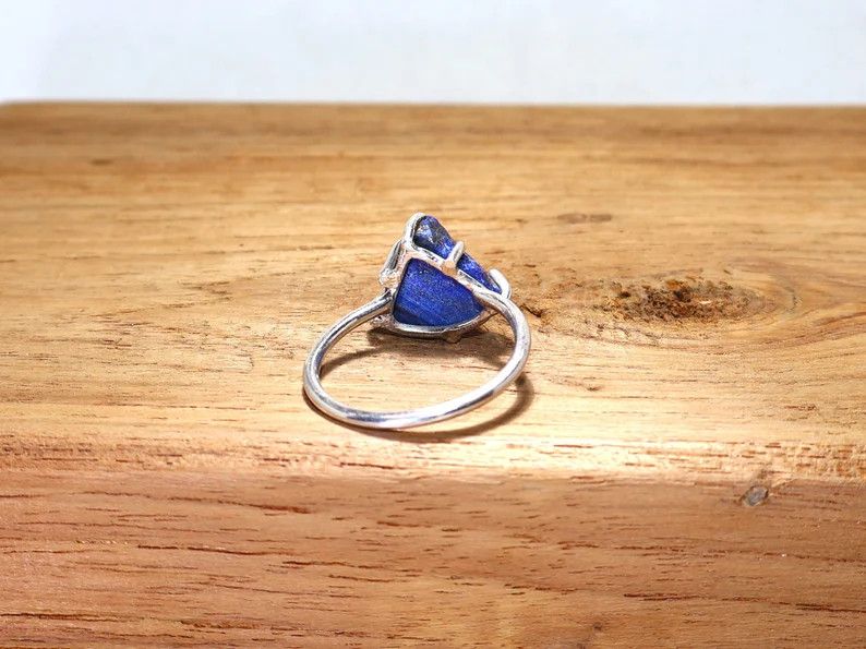 Handmade Lapis Lazuli Ring, 925 Sterling Silver Handmade Boho Jewelry Size ONE SIZE - 6 Thumbnail