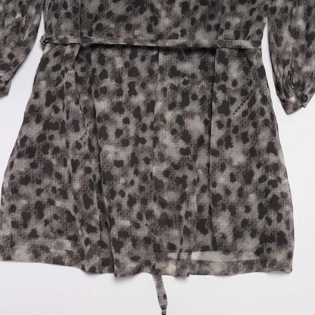 Burberry Burberry Silk Dress Grey Black Printed Belted Dress Size S / US 4 / IT 40 - 13 Thumbnail