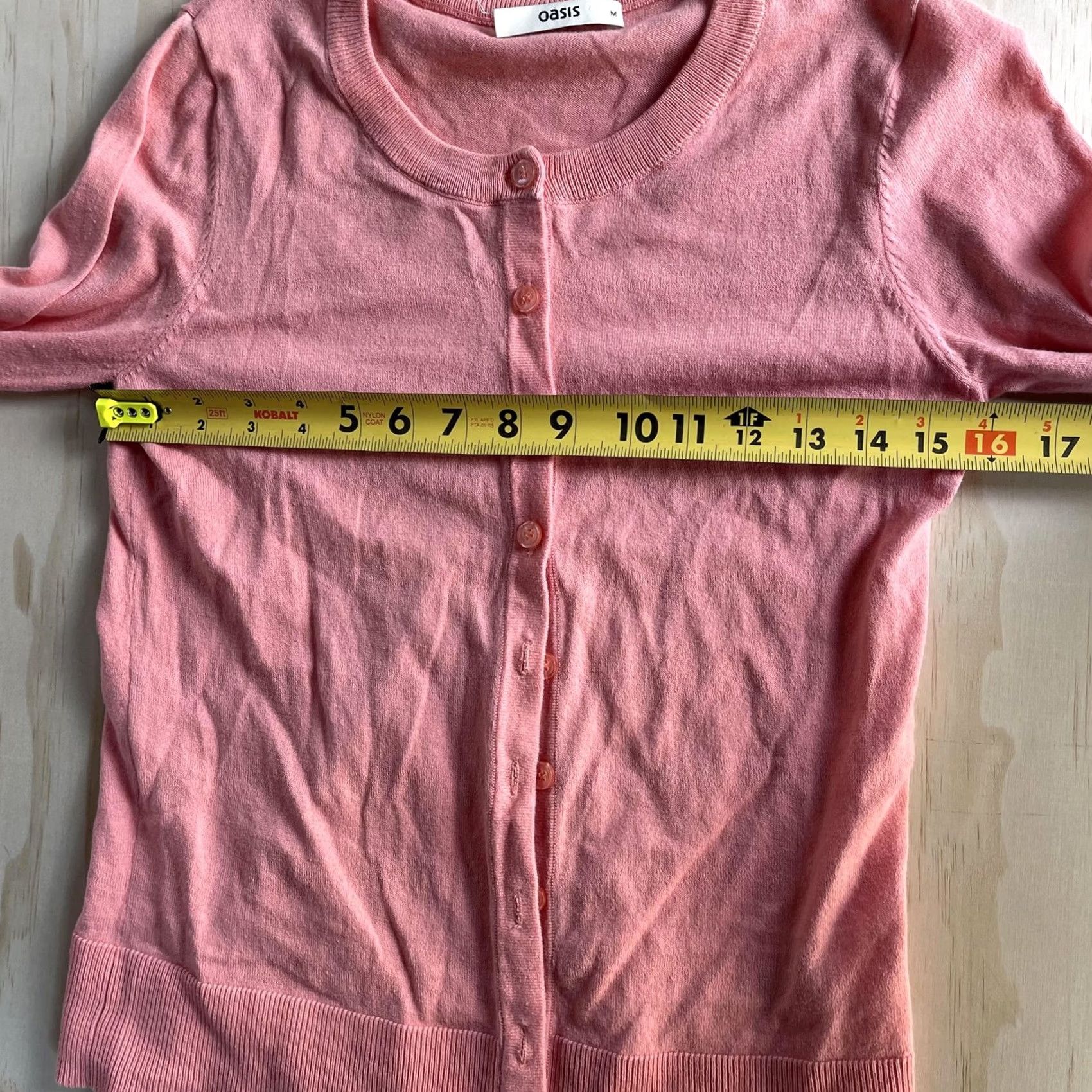 Vintage Oasis Cardigan Sweater Womens Medium Pink Button Front Lightweight Knit Shirt Size M / US 6-8 / IT 42-44 - 6 Thumbnail