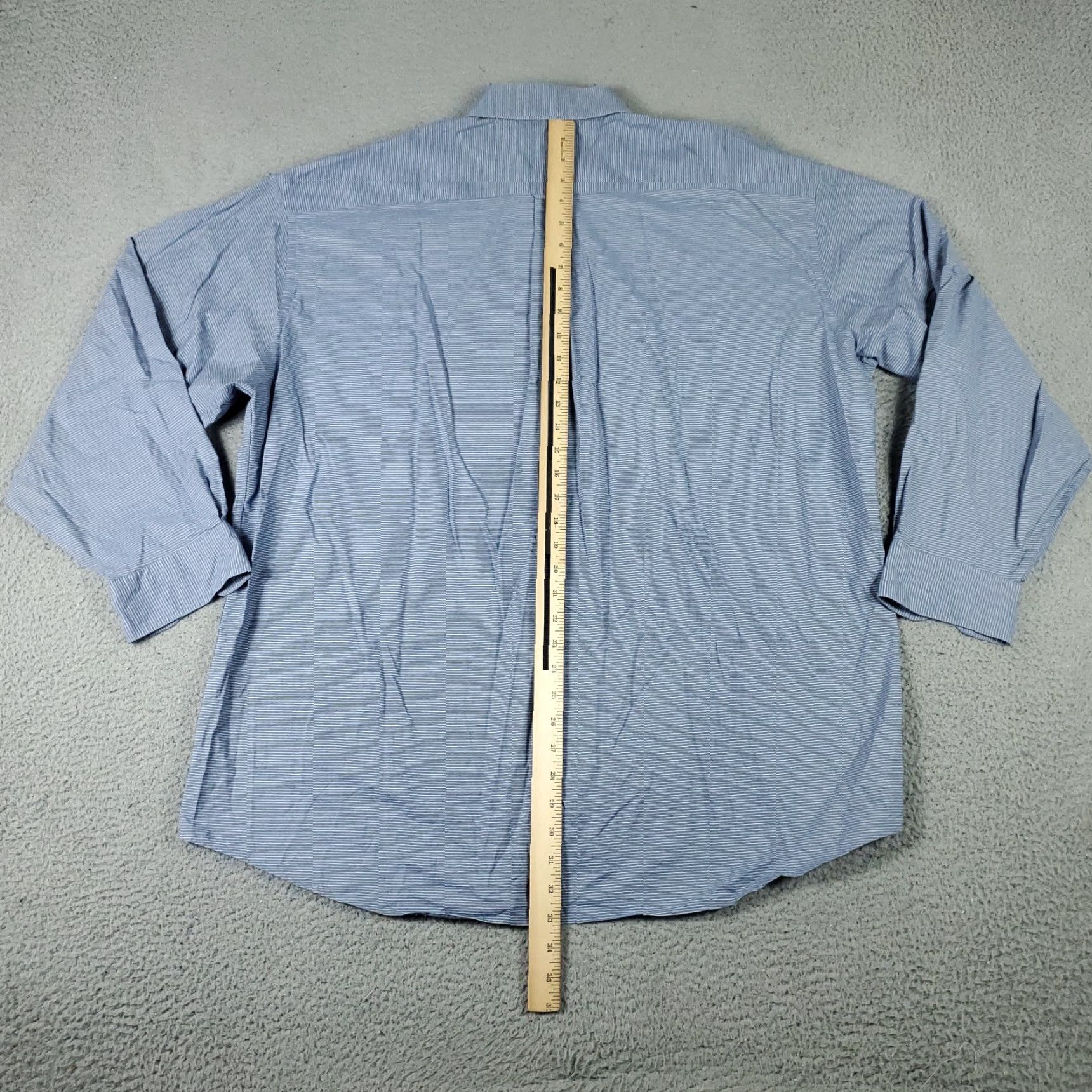 Tommy Hilfiger Tommy Hilfiger Dress Shirt Mens 17.5 Blue Striped Button Up Long Sleeve Formal Casual Classic Office 100% Cotton Regular Size 17.5 Mens Shirt Size 46R - 5 Thumbnail
