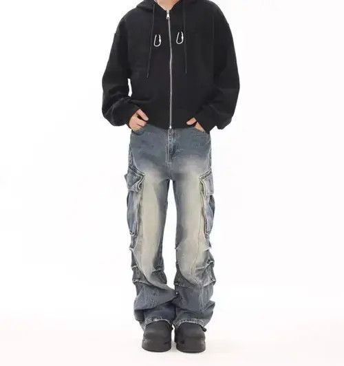 Jean Vintage washed distressed side pocket rare jeans Size US 32 / EU 48 - 1 Thumbnail