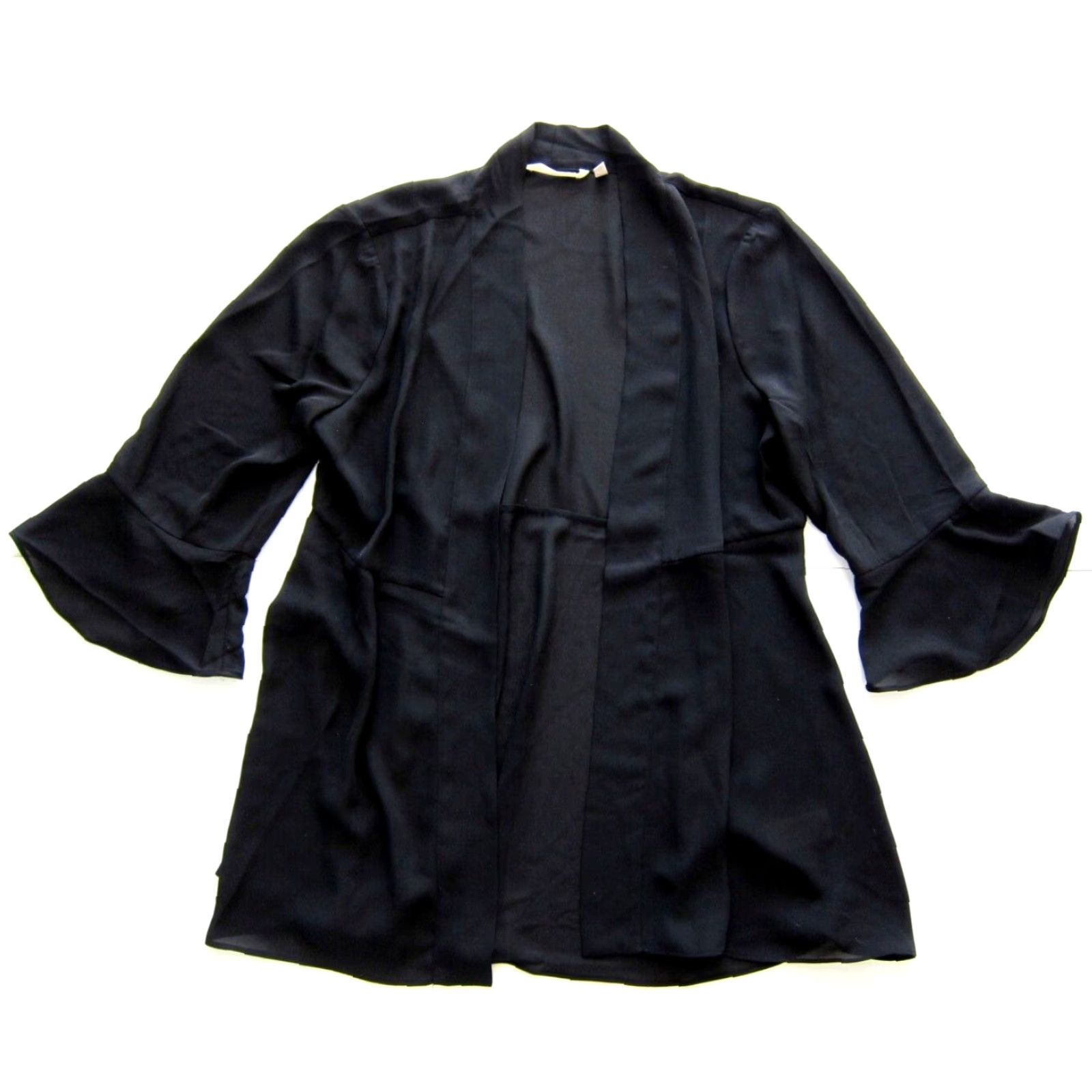 Soft Surroundings Soft Surroundings Black Chiffon Sheer Open Kimono Top Pullover Jacket Top PM Women Shirt PM XS-XL Size M / US 6-8 / IT 42-44 - 2 Thumbnail