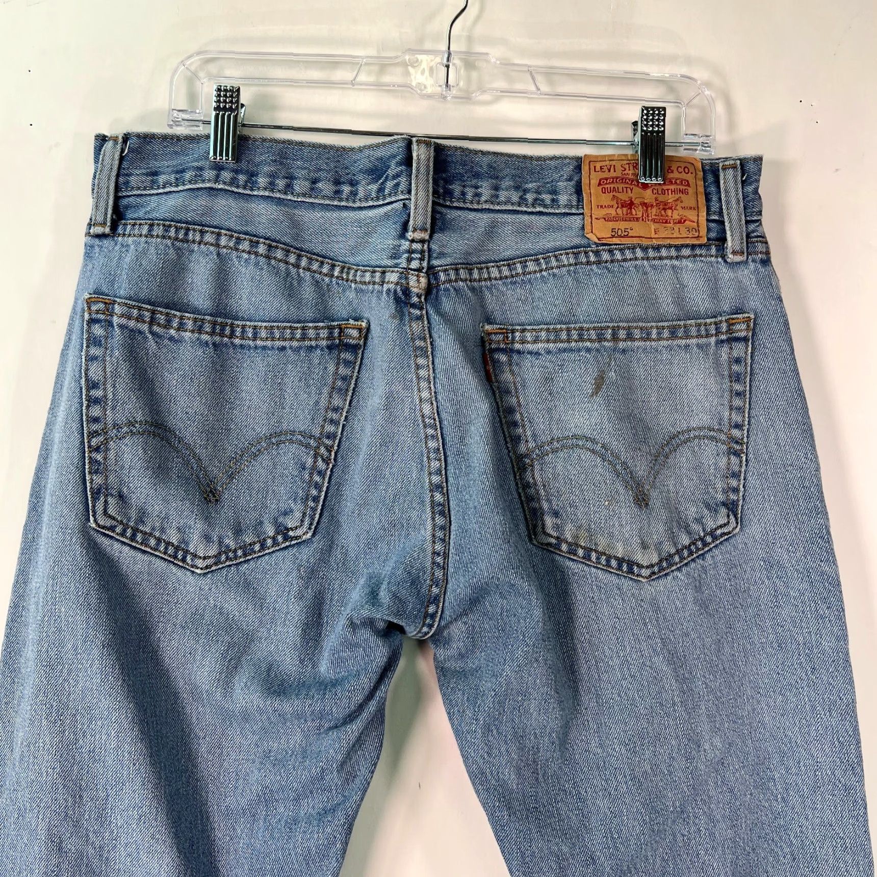 Levi's Levi's 505 Jeans Mens Straight Denim Blue 33X30 Regular 5-Pocket Zipper Button Belt Loops Belt Loops 100% Cotton Stretch Modern Daywear Size US 33 - 4 Thumbnail