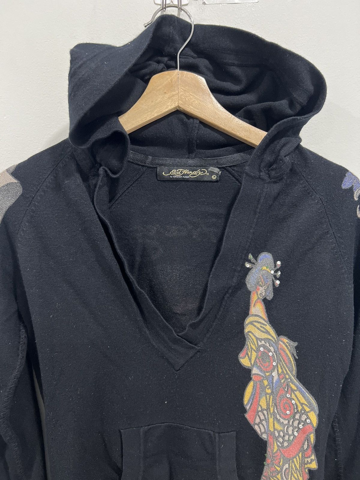 Ed Hardy Vtg Y2K Women Ed Hardy Hoodie Sweater knit shirt dress skirt Size L / US 10 / IT 46 - 3 Thumbnail