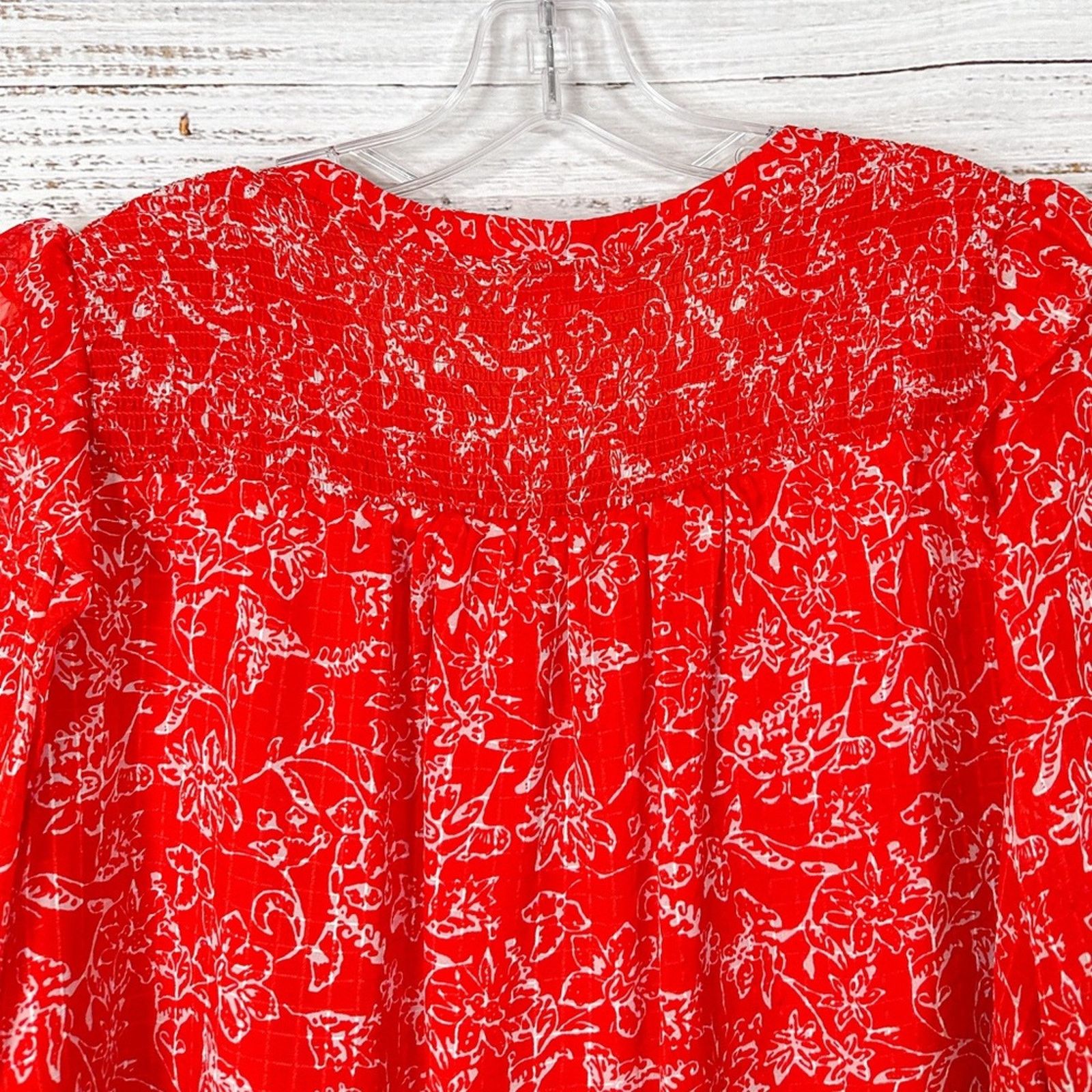 Parker Parker Ruffle Shoulder Top Red Aurora, EUC, Medium MSRP $318 Size M / US 6-8 / IT 42-44 - 9 Thumbnail