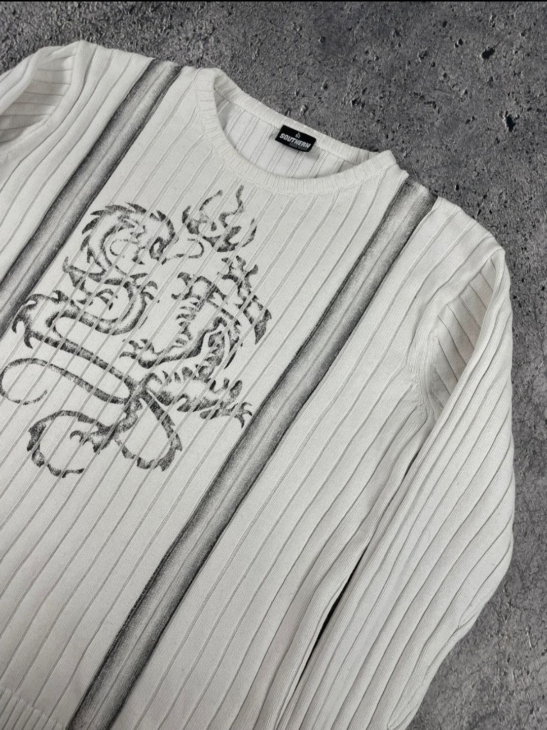 Vintage Vintage y2k dragon print ribbed knit sweater Size US L / EU 52-54 / 3 - 3 Thumbnail