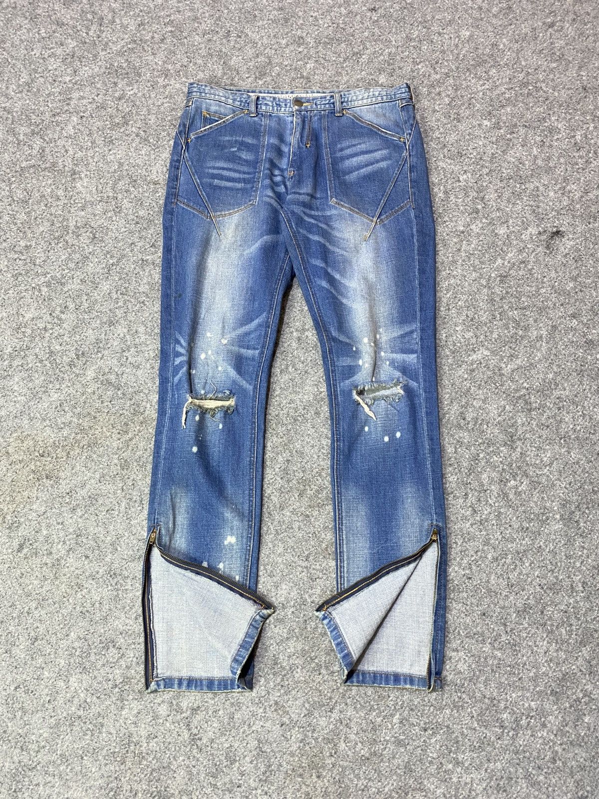 Number (N)ine Number (N)ine Distressed Denim Pants Size US 32 / EU 48 - 2 Thumbnail