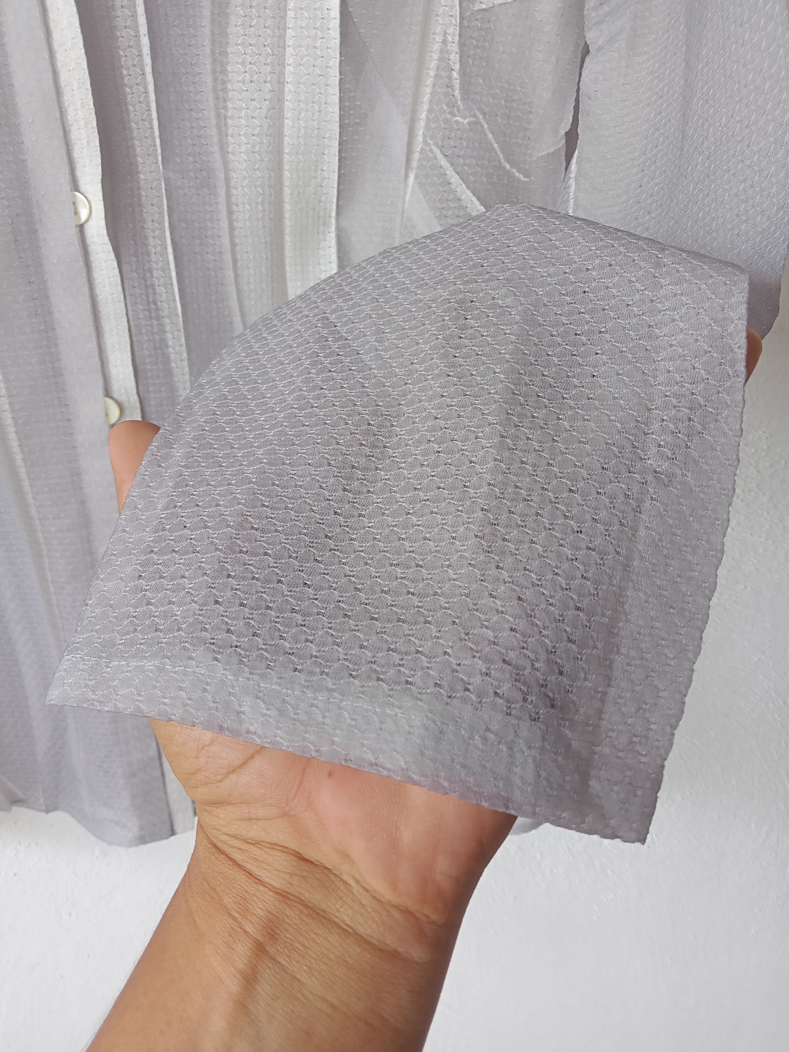 Designer Hiroko Bis Pleated Shadow Trompe Loeil Mesh Shirt Size M / US 6-8 / IT 42-44 - 6 Thumbnail