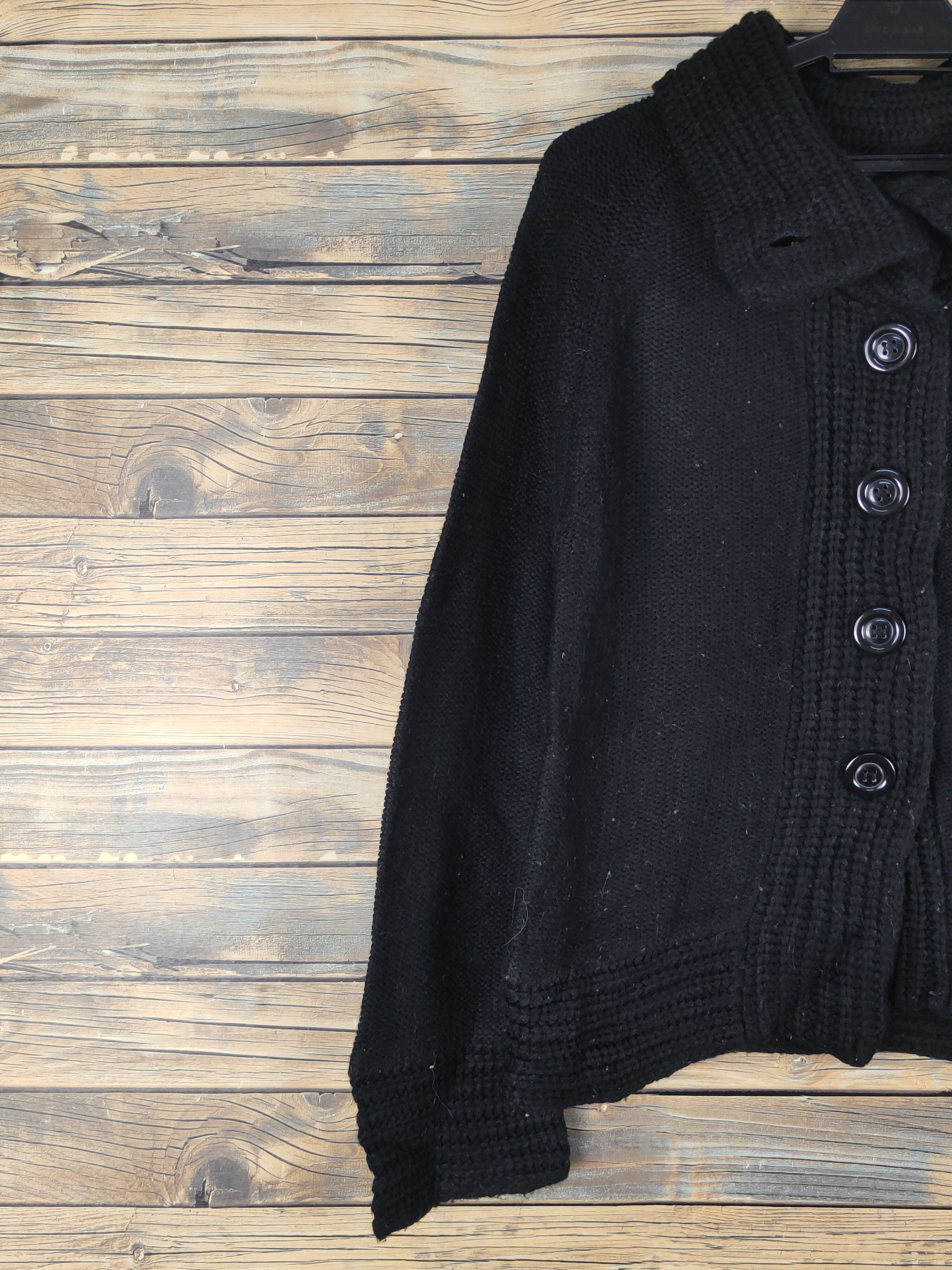 Japanese Brand B.K.M.S Black Knitwear Cardigan #W1509 Size M / US 6-8 / IT 42-44 - 3 Thumbnail