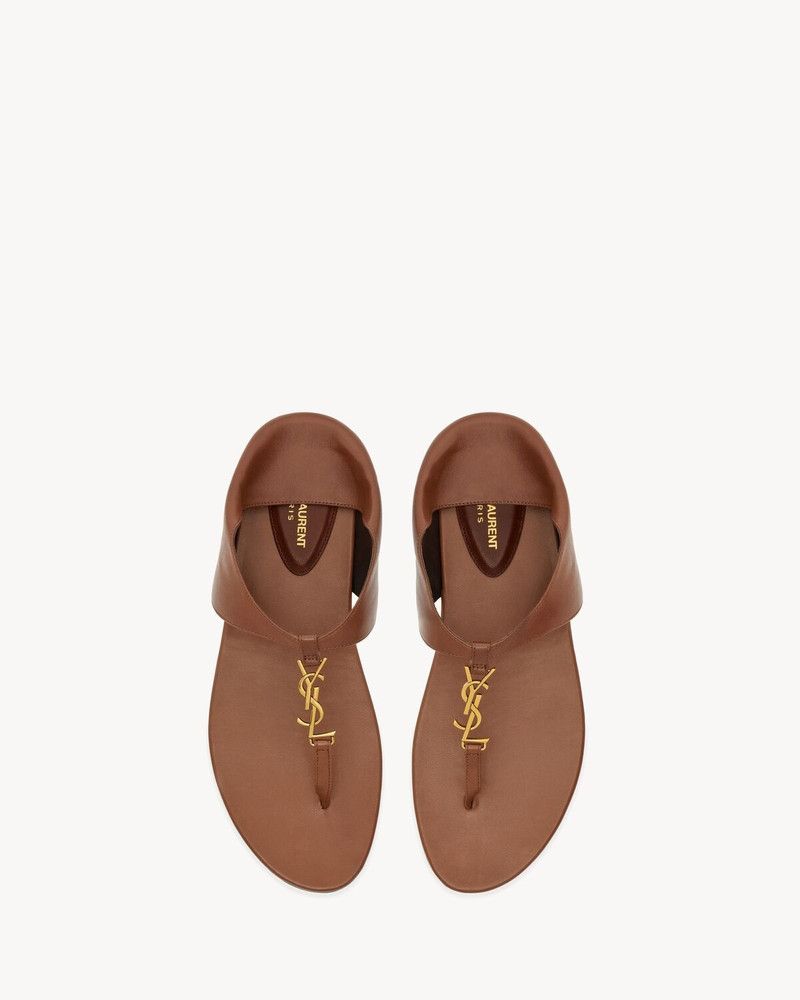 Saint Laurent Paris oc11z1125 Cassandra Sandals in Smooth Leather in Brown Size US 8 / IT 38 - 2 Thumbnail