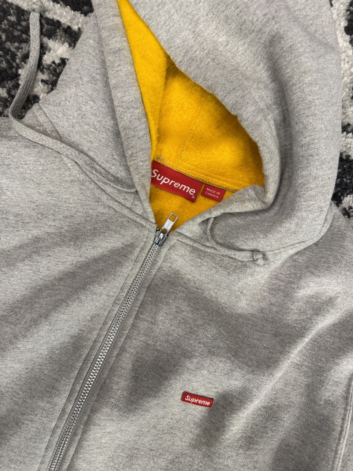 Supreme Supreme Box Logo Zip Up Hoodie – Heather Grey/Yellow (Large) Size US L / EU 52-54 / 3 - 3 Thumbnail
