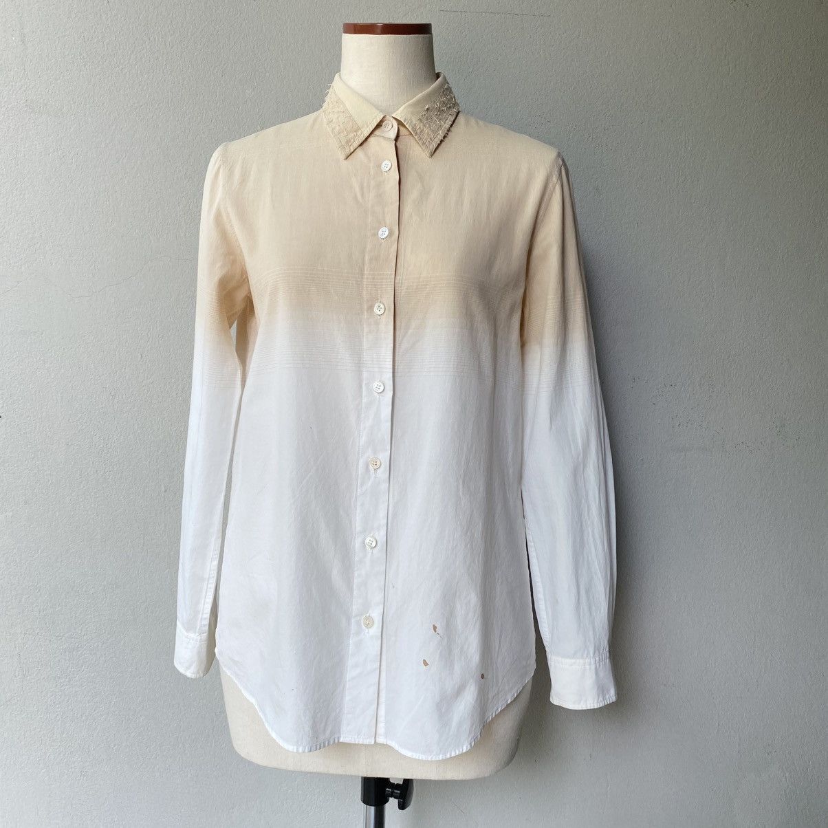 Issey Miyake ISSEY MIYAKE Beige to White Ombre Shirt Size XS / US 0-2 / IT 36-38 - 13 Thumbnail