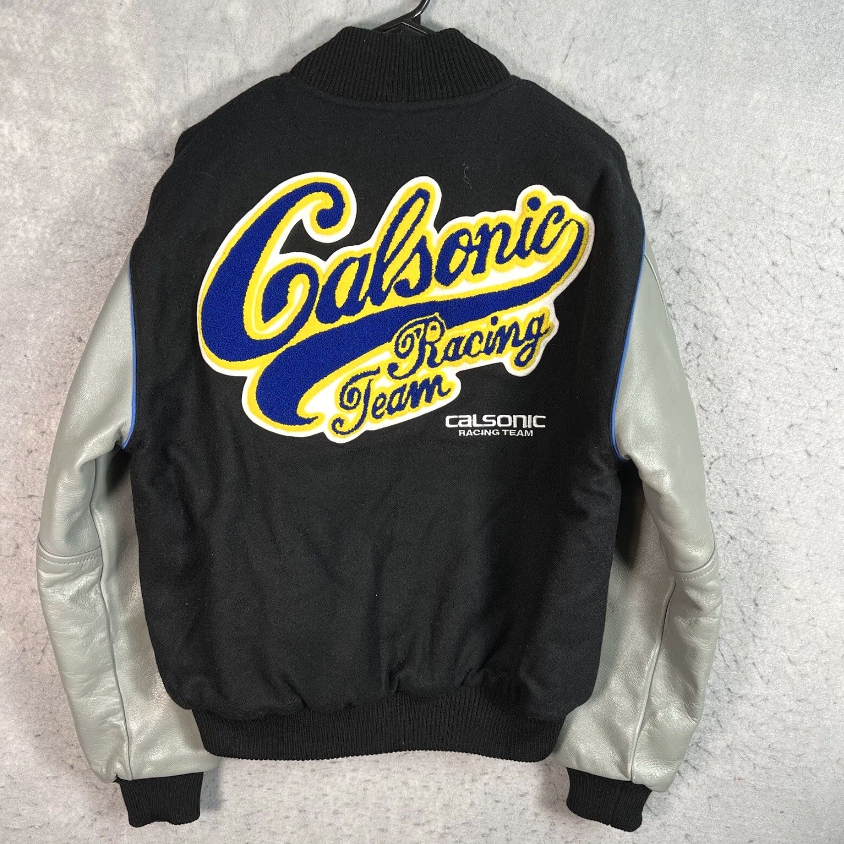 Vintage VINTAGE Calsonic Jacket Bomber Shirt Mens Adult Medium Black 90s Racing Wool Leather Size US M / EU 48-50 / 2 - 2 Thumbnail