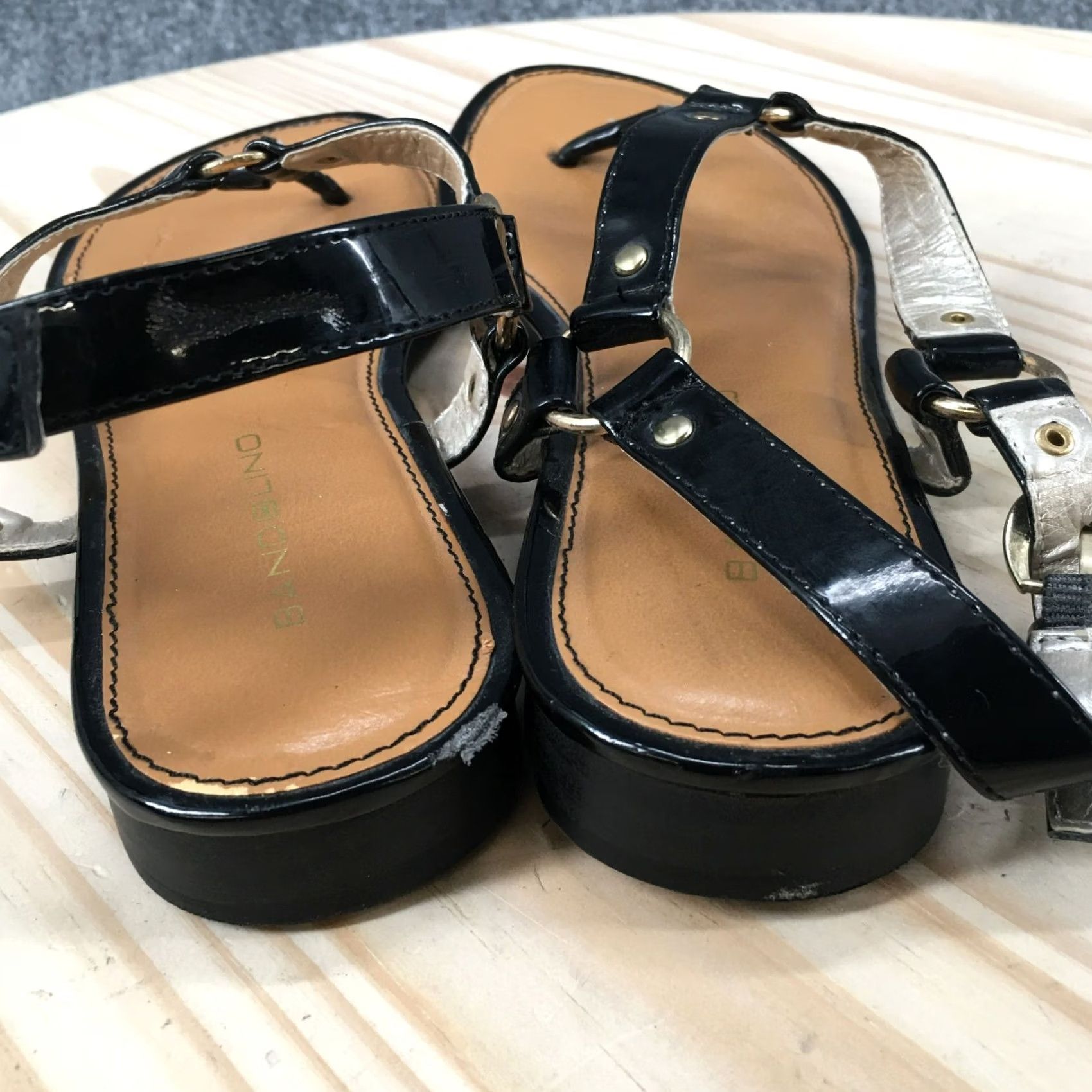 Vintage Bandolino Sandals Womens 6 M Delight Slingback Black Faux Leather Casual Buckle Shoes Size US 6 / IT 36 - 7 Thumbnail