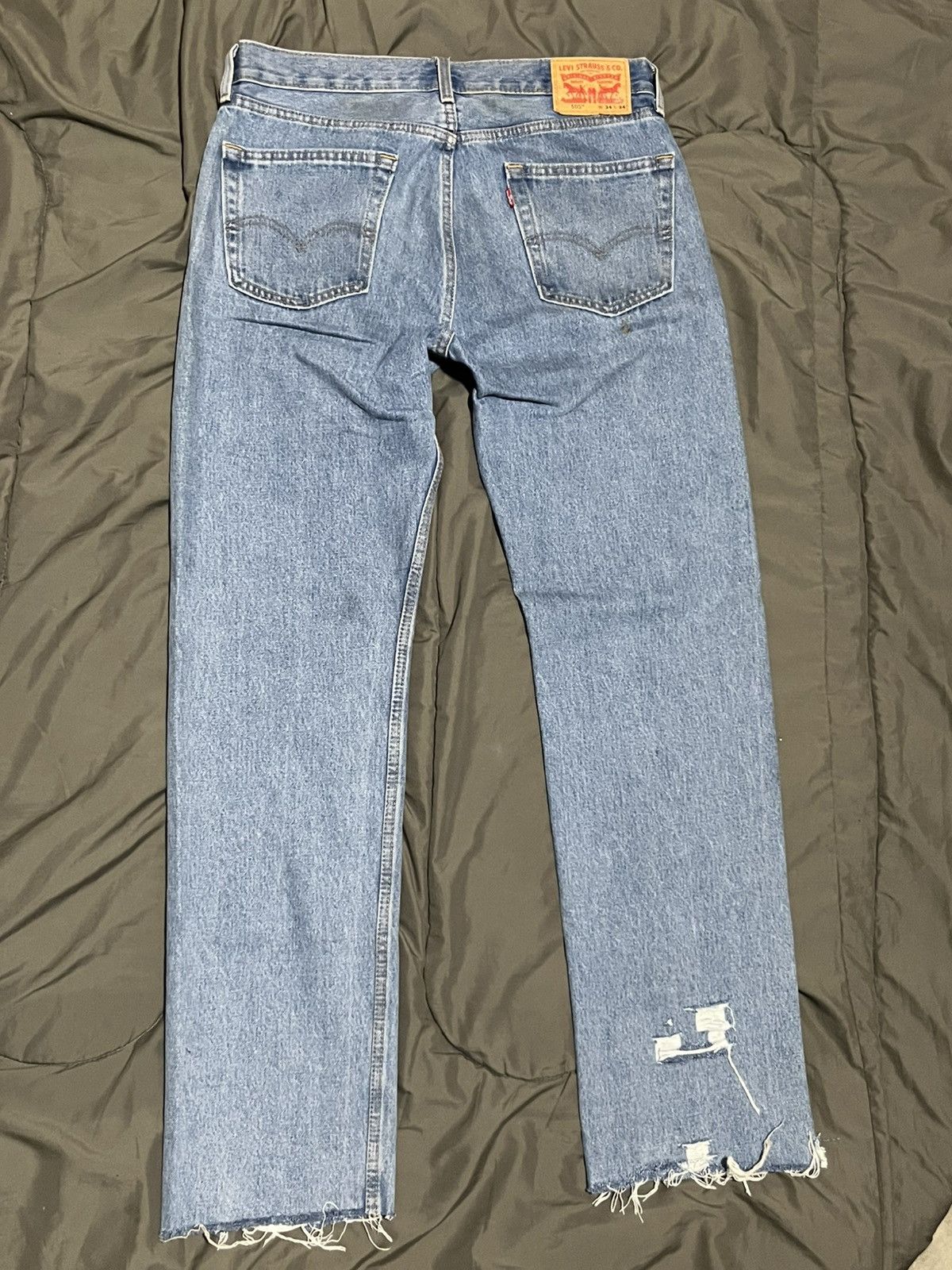 Levi's Levis Hand Distressed 505s Blue Denim Size US 34 / EU 50 - 2 Thumbnail