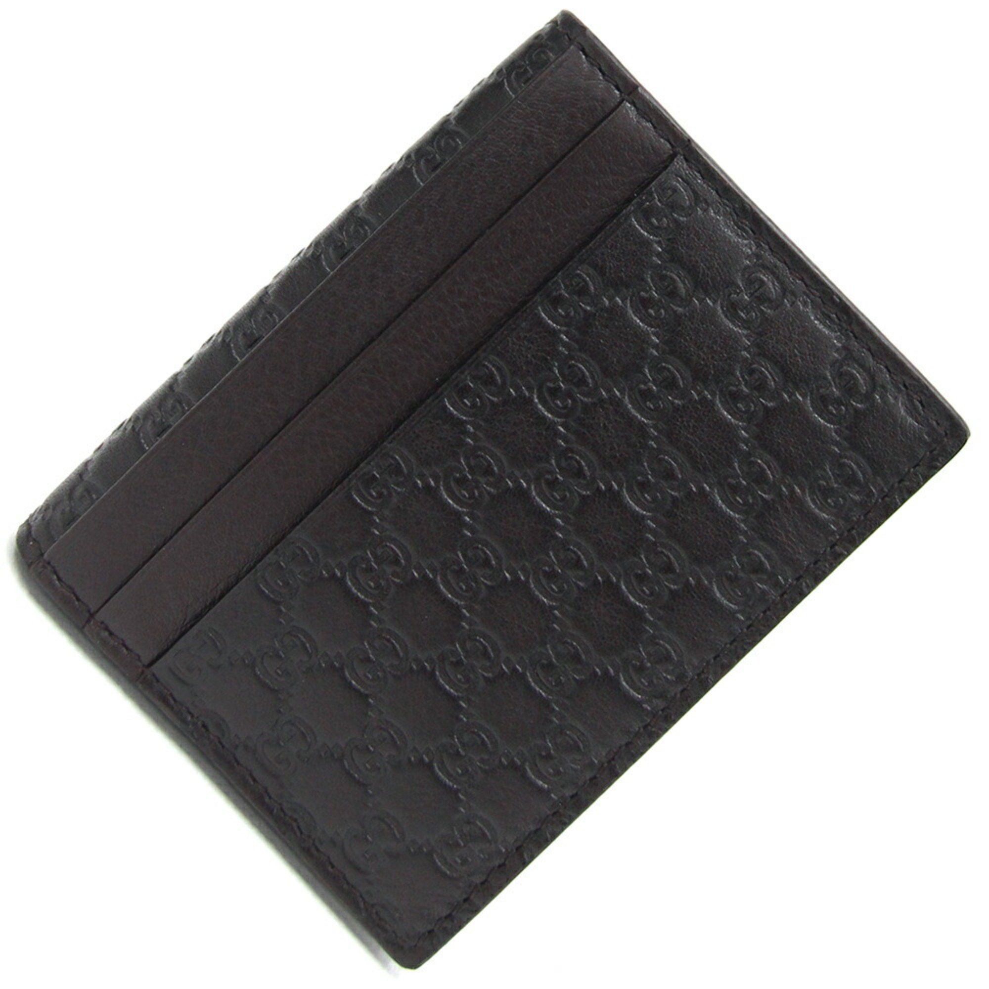 Gucci Gucci Card Case Micro Guccissima 352365 Dark Brown Leather Pass Business Holder Commuter Men's GUCCI Size ONE SIZE - 1 Thumbnail