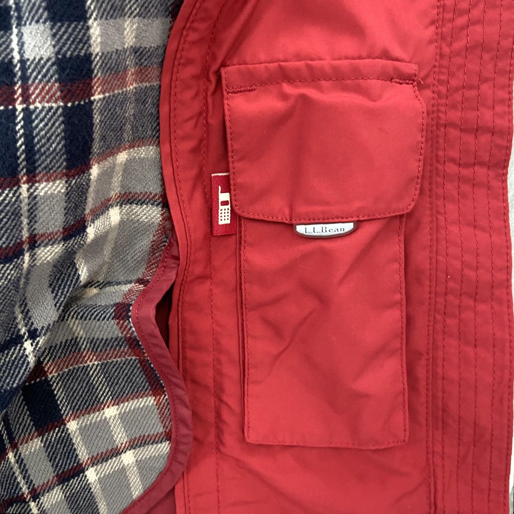 Vintage L.L. Bean Womens Trench Coat Rain Coat Wool Lined Full Zip Red - Size M - Polyester Canvas - Long Coat - Outdoor Rainwear - Womens Size M / US 6-8 / IT 42-44 - 6 Thumbnail