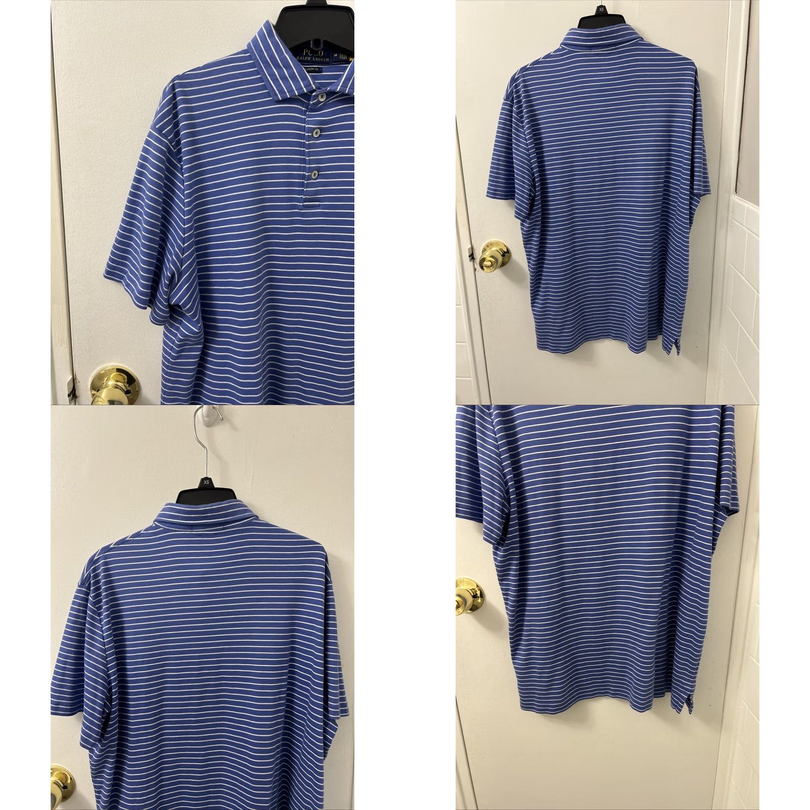 Ralph Lauren VINTAGE Polo Ralph Lauren Shirt Mens M Striped Blue White Short Sleeve Polo Classic Fit Size US M / EU 48-50 / 2 - 8 Thumbnail