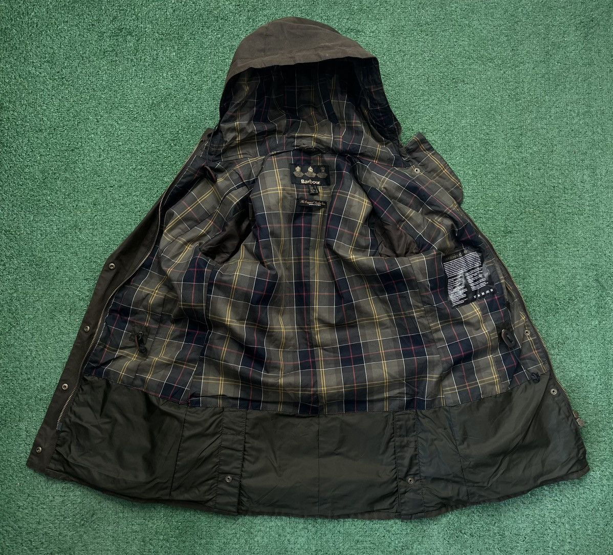 Barbour × Vintage Barbour Wax Parka Jacket Women Tartan Khaki Brown Size S / US 4 / IT 40 - 3 Thumbnail