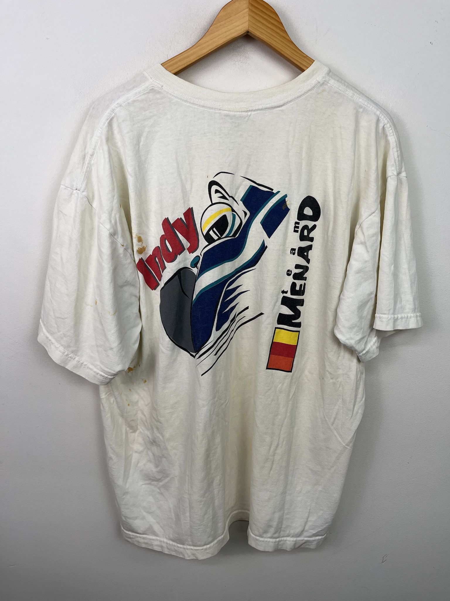NASCAR Vintage 90s Indy Racing Team Menards Distressed T Shirt Size XL Size US XL / EU 56 / 4 - 1 Thumbnail