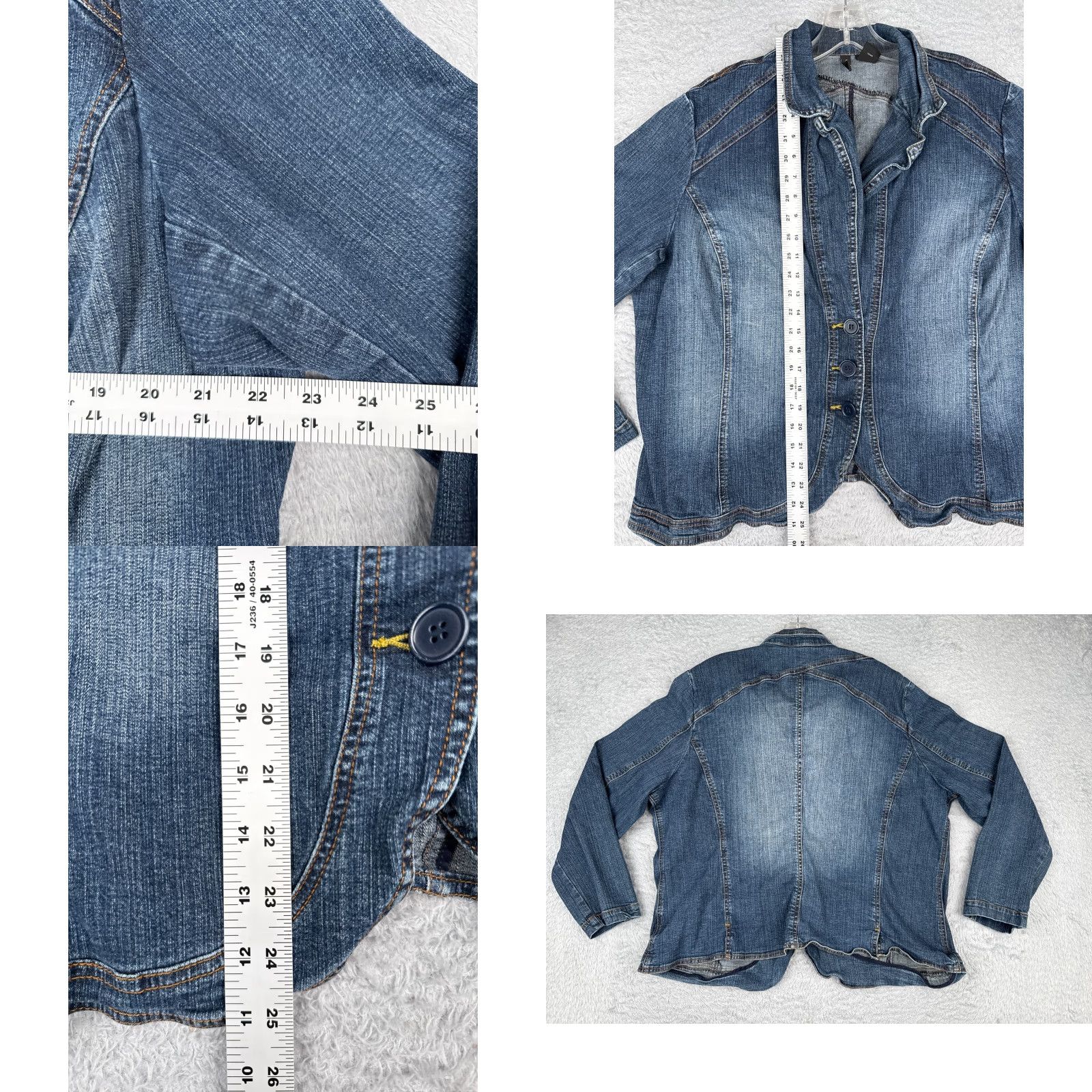 Vintage Mixit Jacket Womens 22W Denim Blue Button Cotton Blend Casual 80s 90s Classic Fashion Size 40" / US 18 - 7 Thumbnail
