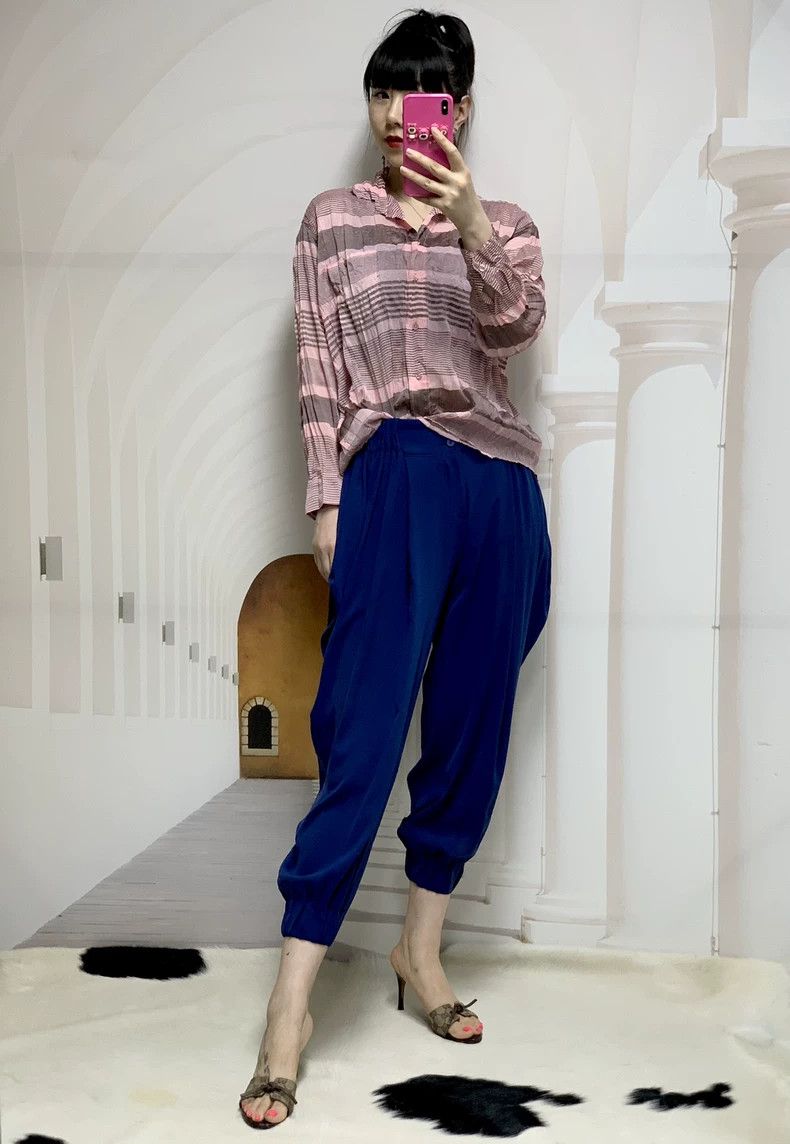 Issey Miyake Issey Miyake size:1 Blue Harem pants Size 26" / US 2 / IT 38 - 1 Thumbnail
