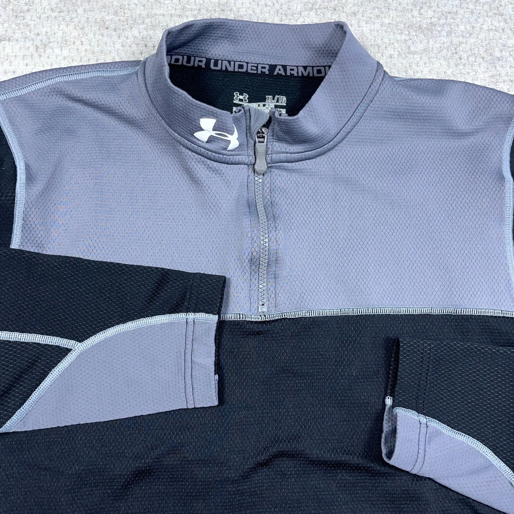 Under Armour Under Armour Sweater Men XL Black Gray Pullover 1/4 Zip Mock Neck Knit Lightweight Sportswear Casual Size US XL / EU 56 / 4 - 3 Thumbnail