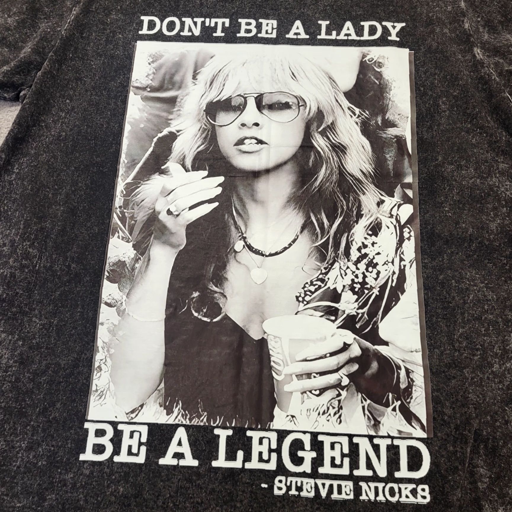 Vintage Stevie Nicks Unisex T Shirt XXL Black "Don’t Be A Lady Be A Legend" Tee Shirt Crew Neck Graphic Print 80s Band Mens Womens Size US XXL / EU 58 / 5 - 2 Thumbnail