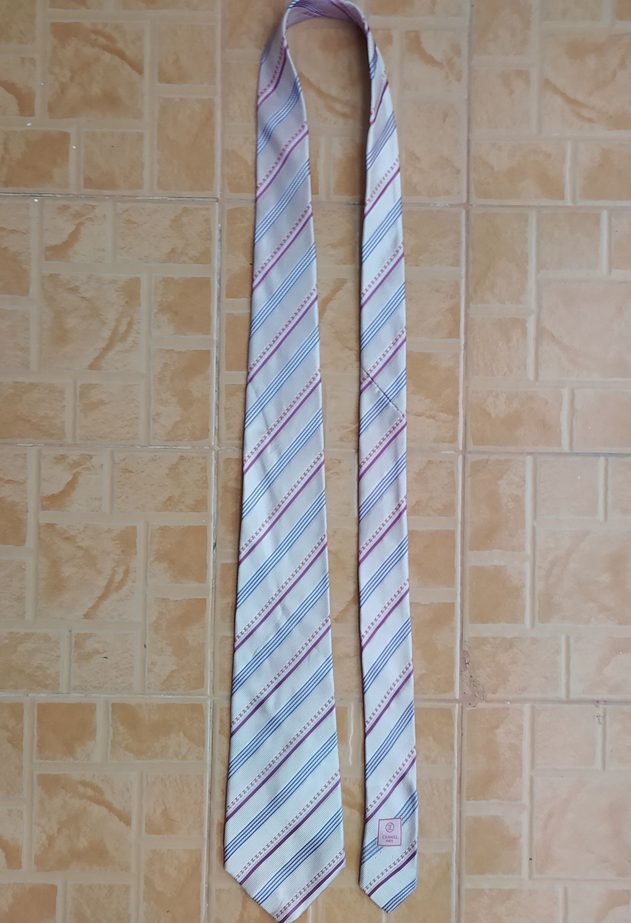 Champion CHANEL NECK TIE STRIPED LOGO TIE Size ONE SIZE - 4 Thumbnail
