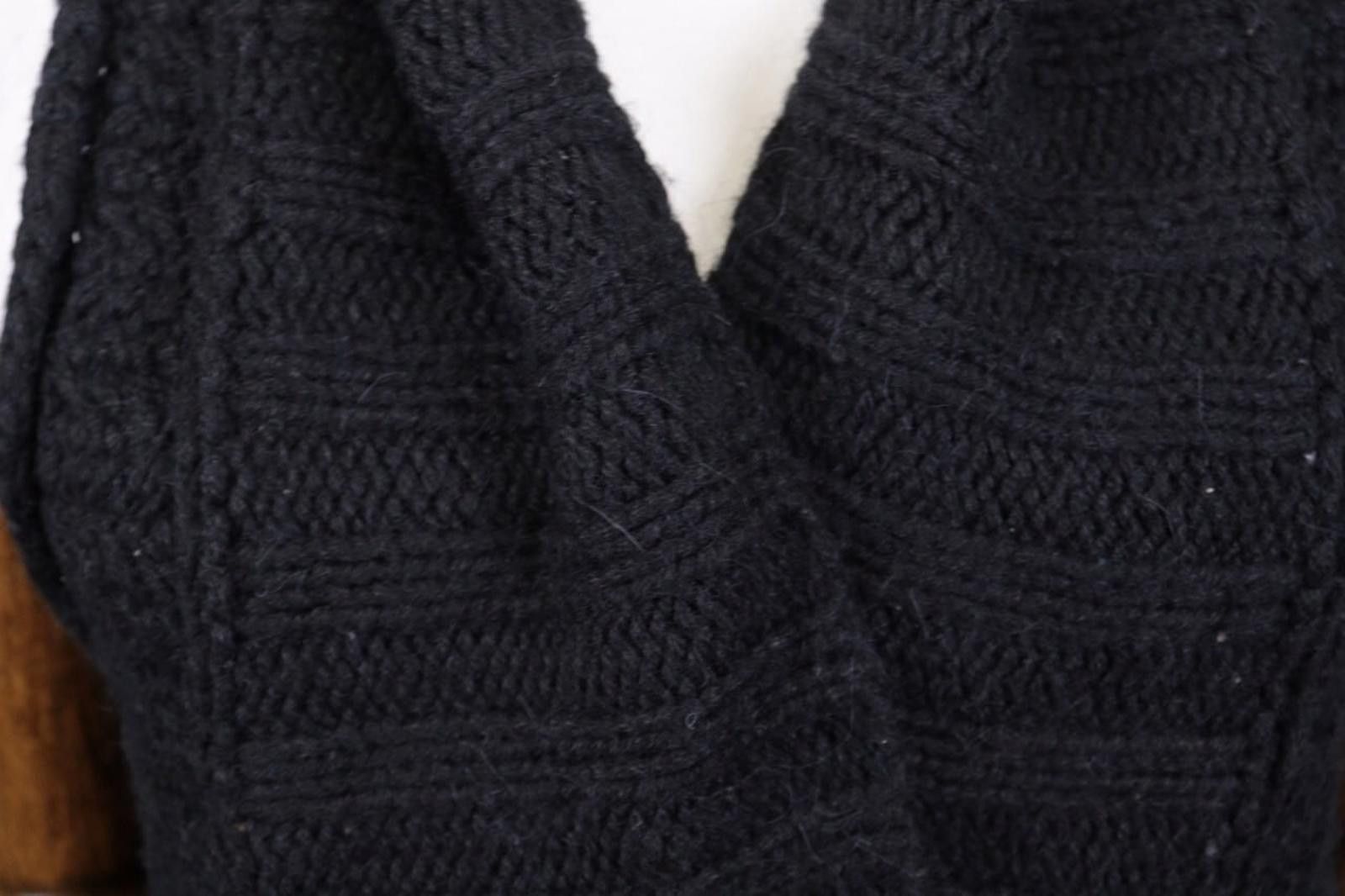Designer Sarah Pacini Black Merino Wool Wrape Cape Cardigan One Size Size ONE SIZE - 6 Thumbnail