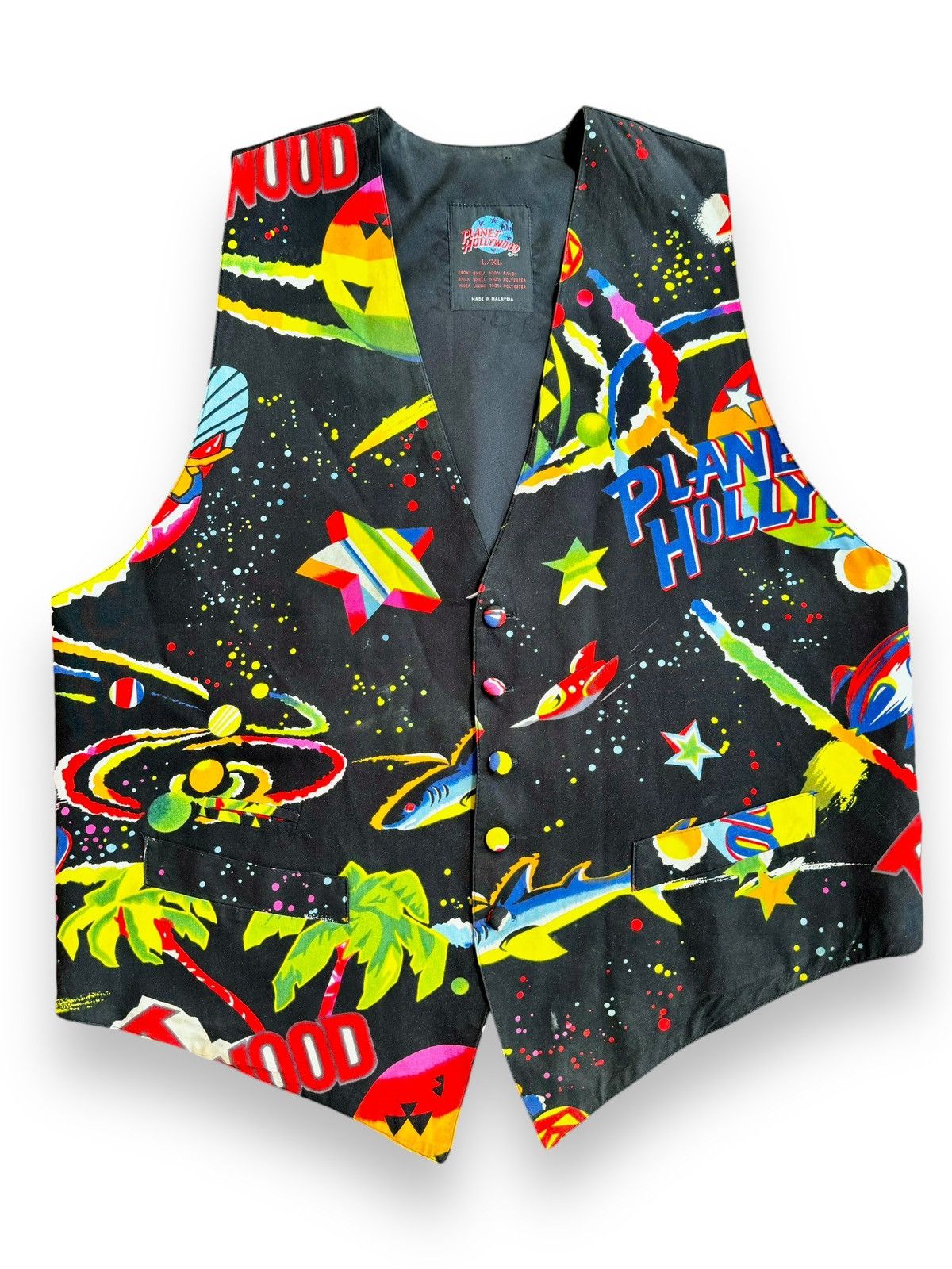 Planet Hollywood × Vintage 1996 Planet Hollywood Vintage 90’s Neon Abstract Vest Size US L / EU 52-54 / 3 - 1 Thumbnail