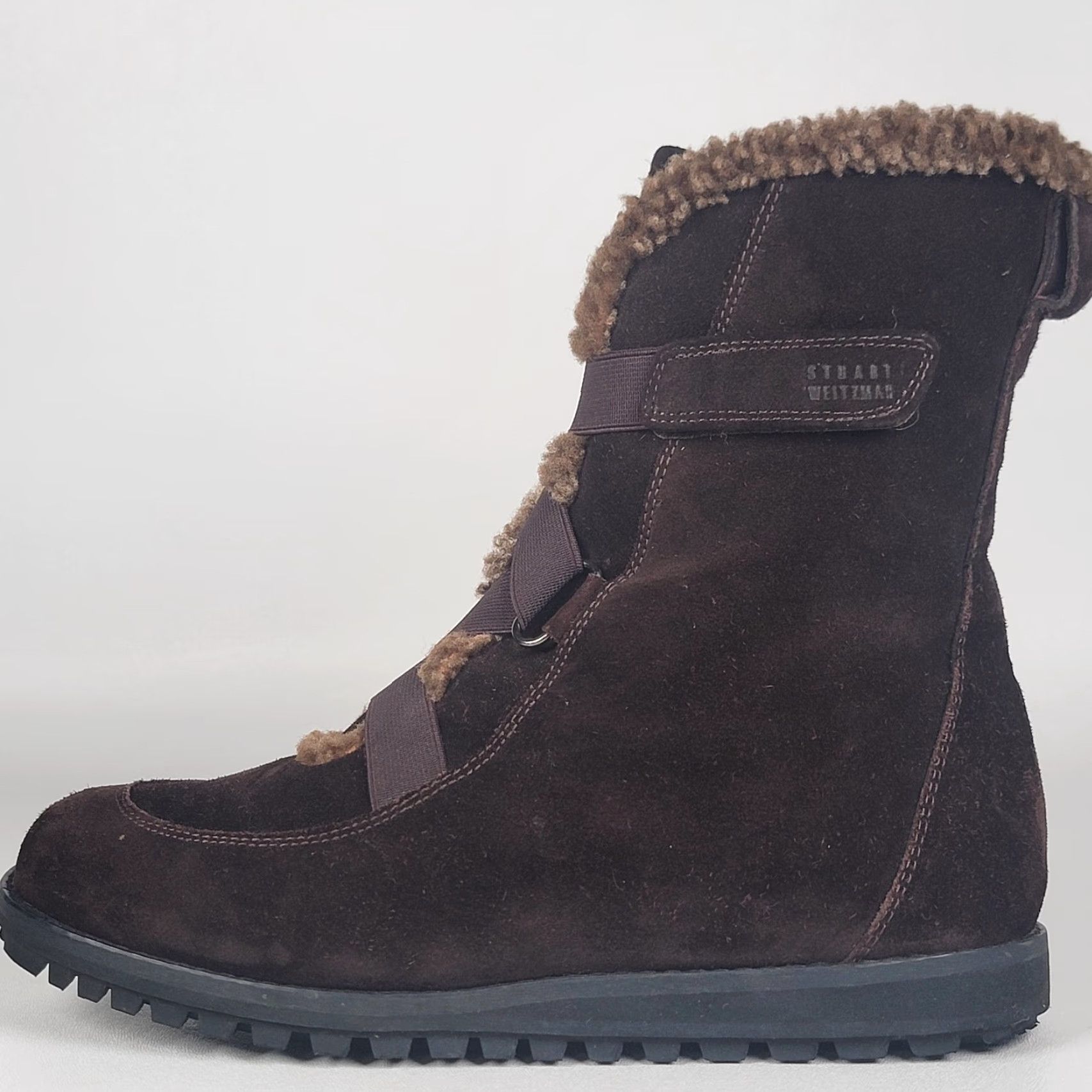 Stuart Weitzman Stuart Weitzman Boots Womens 8.5 Brown Suede Ankle Bootie Faux Fur Lined Buckle Comfortable Rubber Sole Winter Womens Size US 9 / IT 39 - 6 Thumbnail